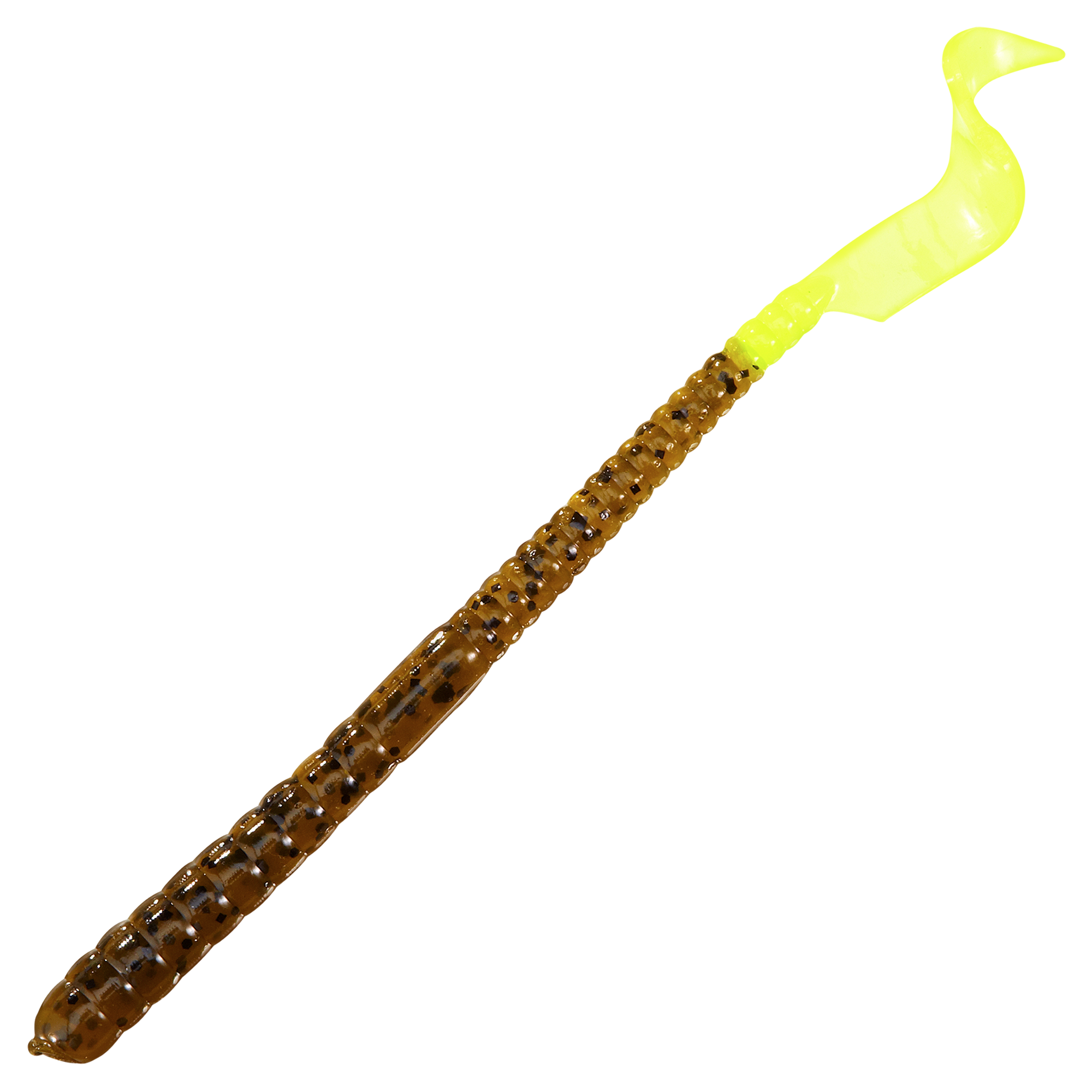 Image of Bass Pro Shops Tournament Series Squirmin' Worm 6' - Green Pumpkin Chartreuse Tail