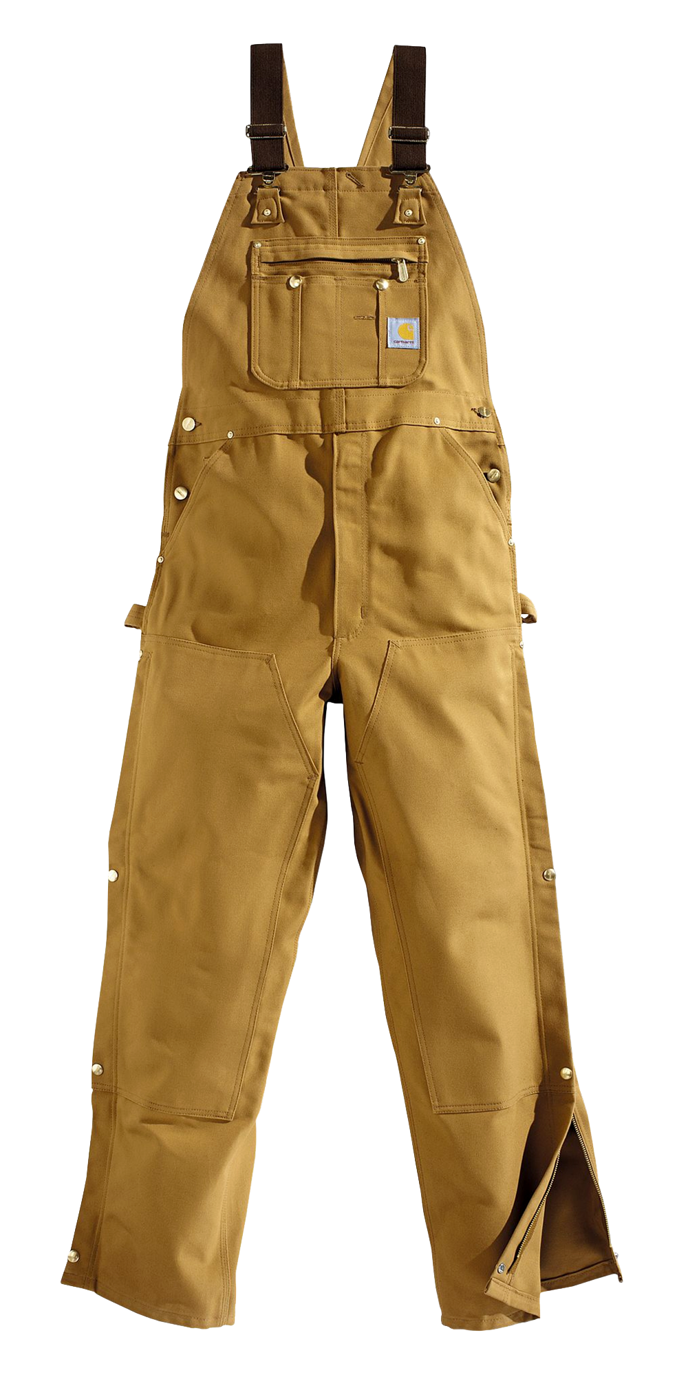 Carhartt Duck Zip-To-Thigh Unlined Bib Overalls for Men - Carhartt Brown - 