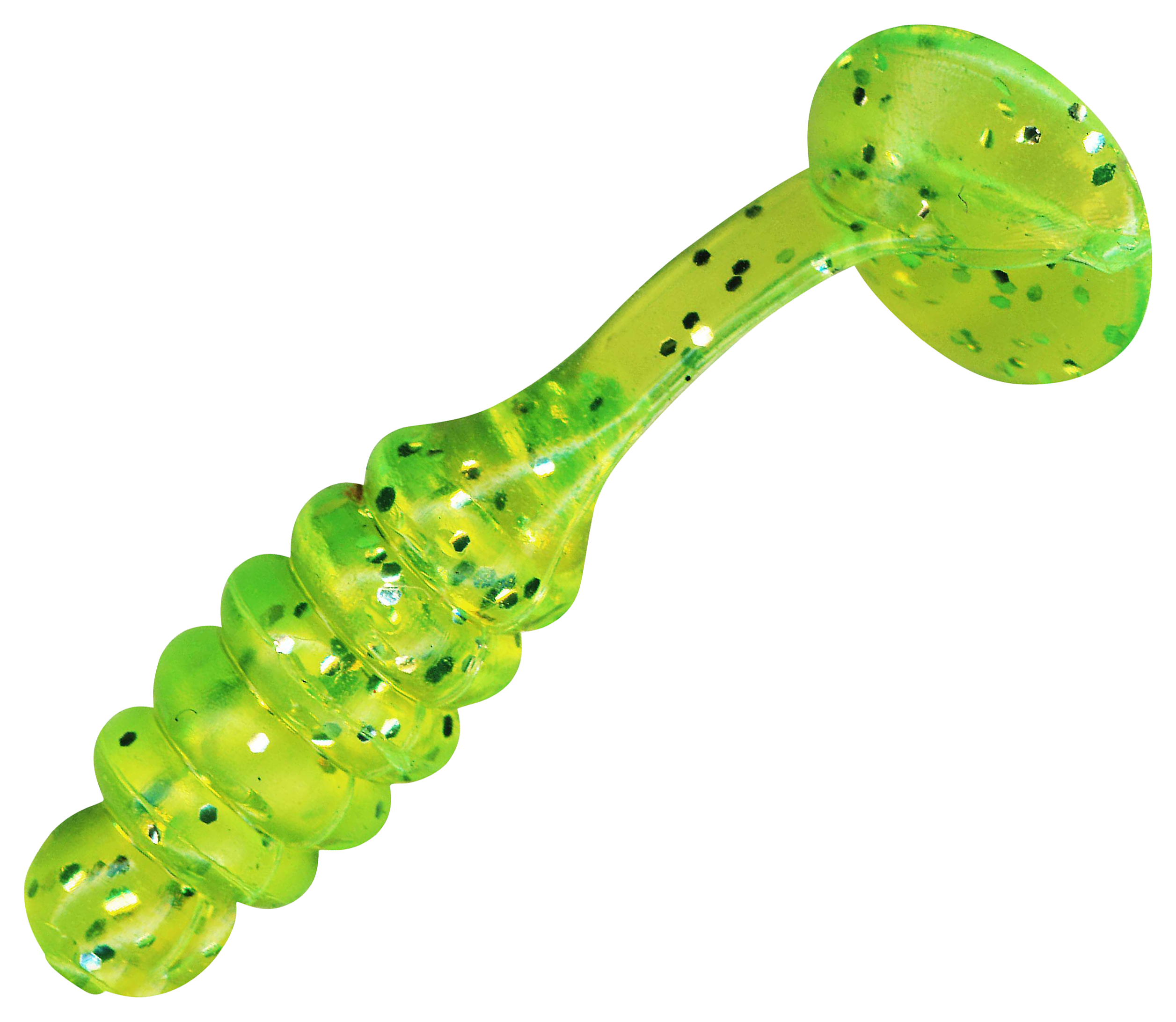 Charlie Brewers Crappie Slider Grub - 1 - Chartreuse Glitter