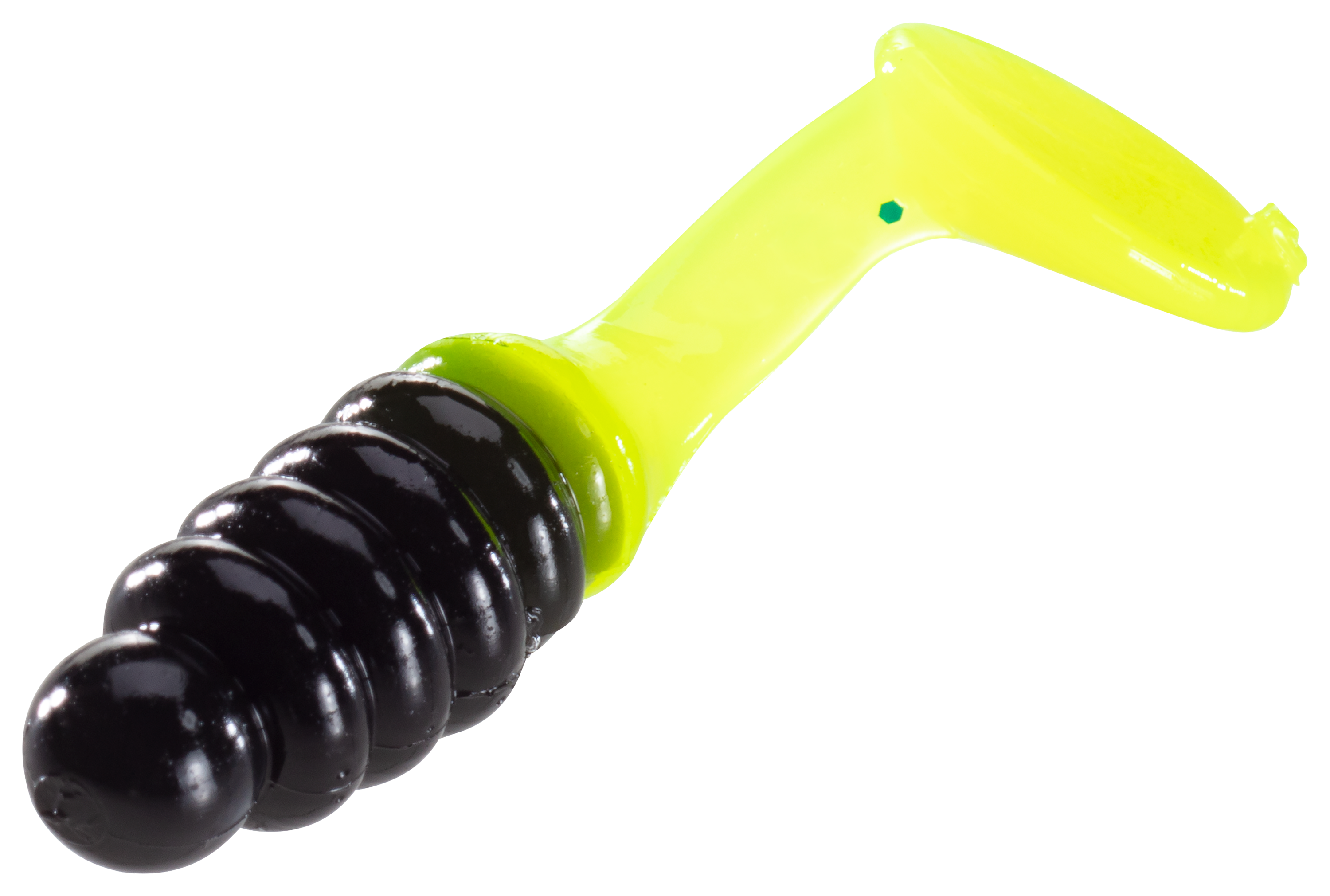 Image of Charlie Brewer's Crappie Slider Grub - 1' - Black/Chartreuse Tail