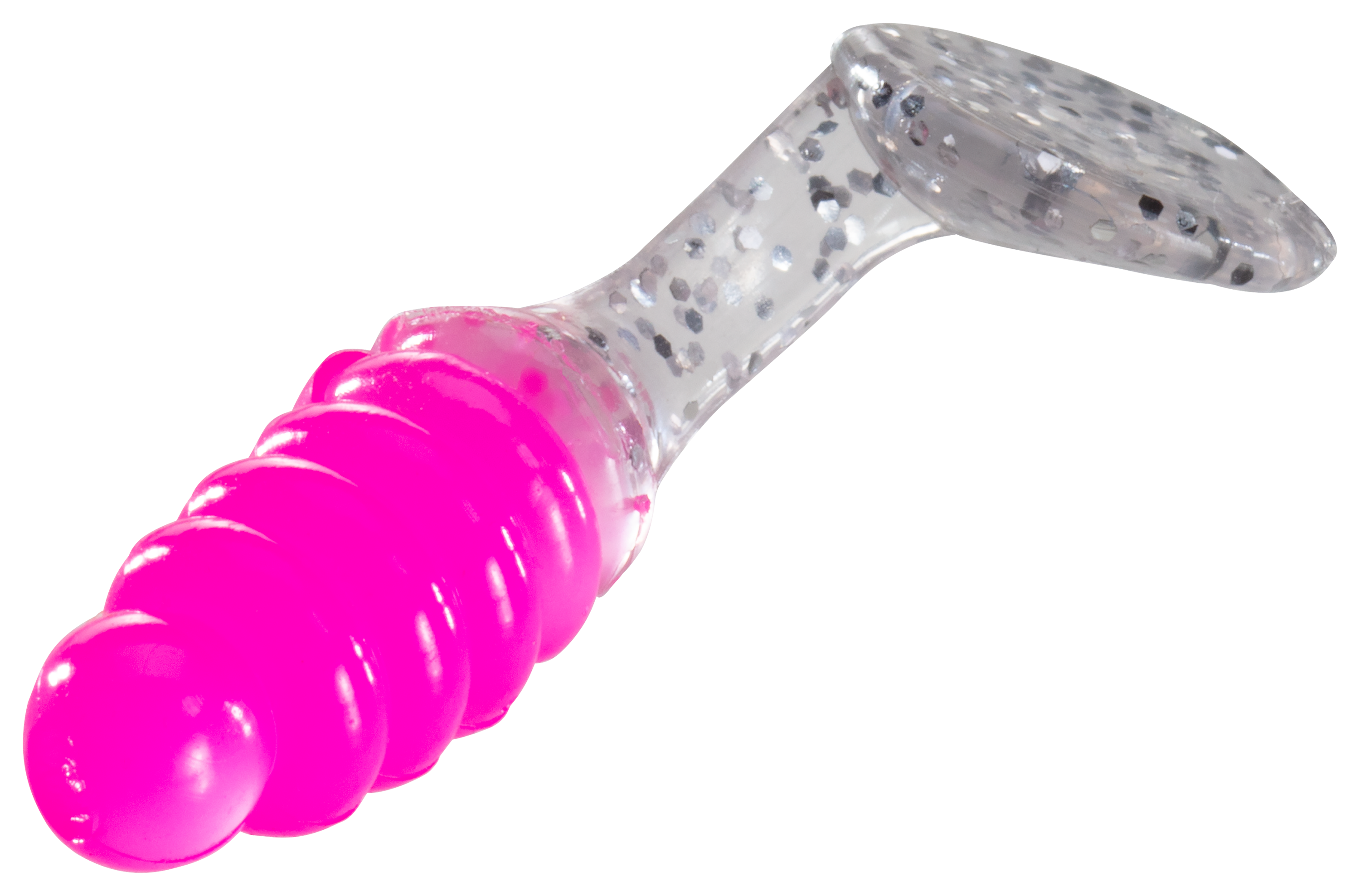 Charlie Brewers Crappie Slider Grub - 1 - Hot Pink Clear Sparkle