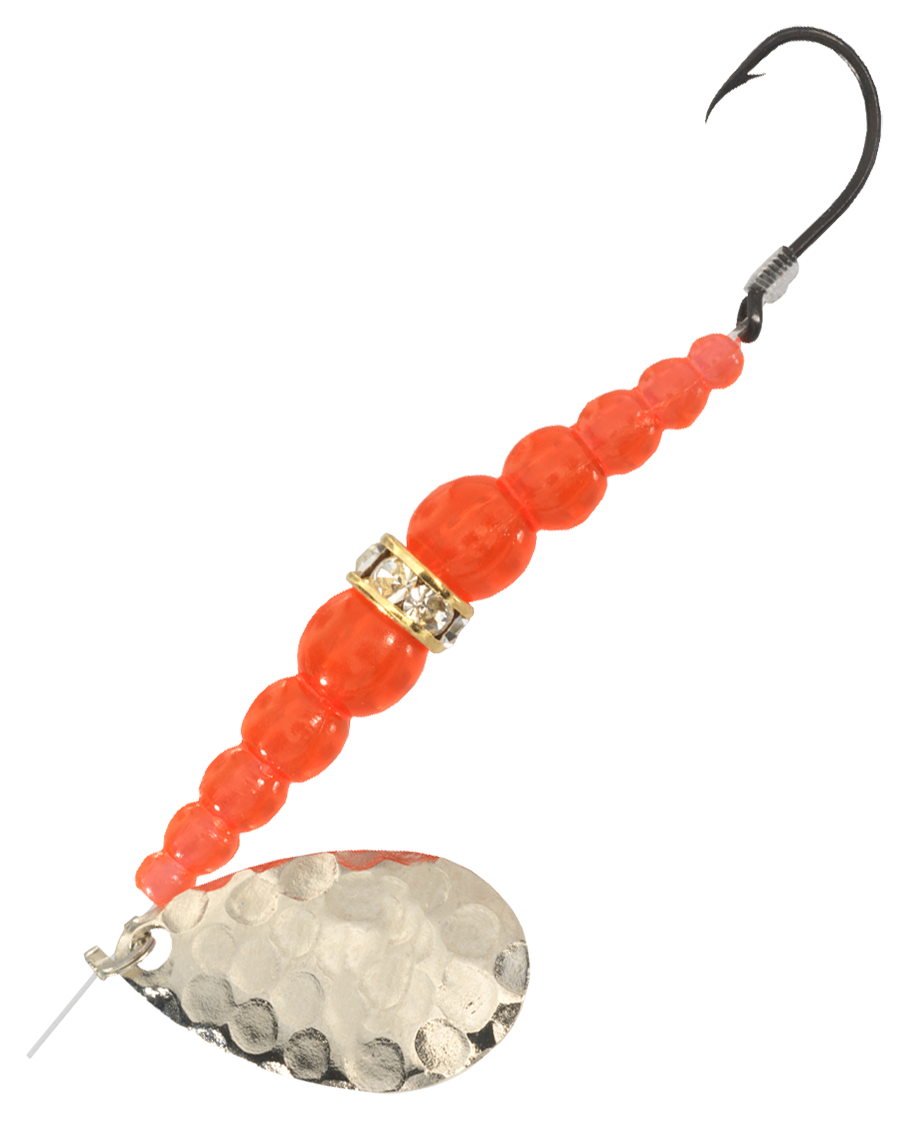 Image of Mack's Lure Wedding Ring Classic Spinner - 48″ - Fluorescent Orange/Hammered Nickel