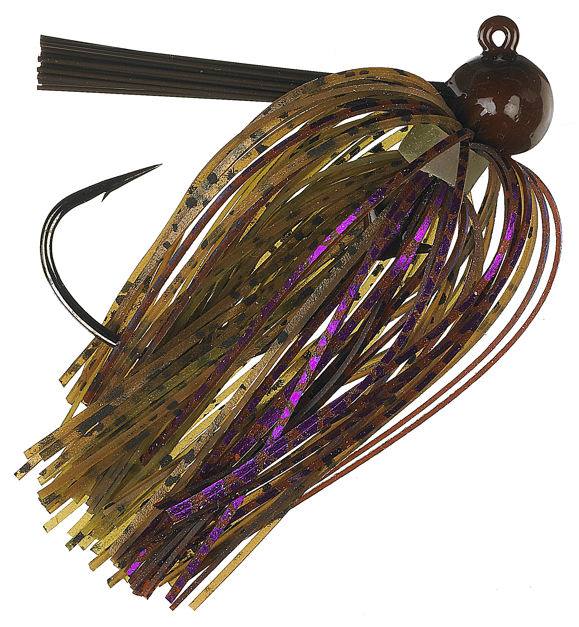 Chompers Skirted Football Jig - 1/4 oz. - Green Pumpkin/Purple Flake