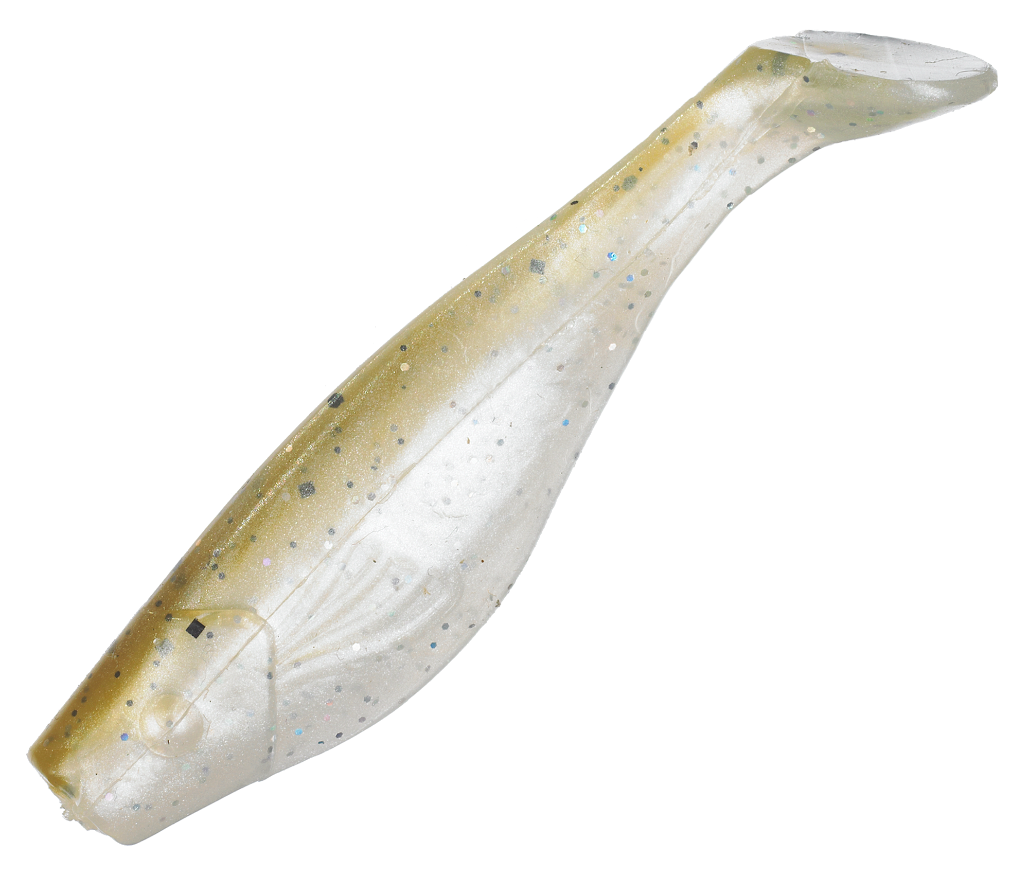 Image of Bass Pro Shops Crappie Maxx Squirmin' Shad - 2″ - 17 Pack - Green Pumpkin/Pearl Hologram