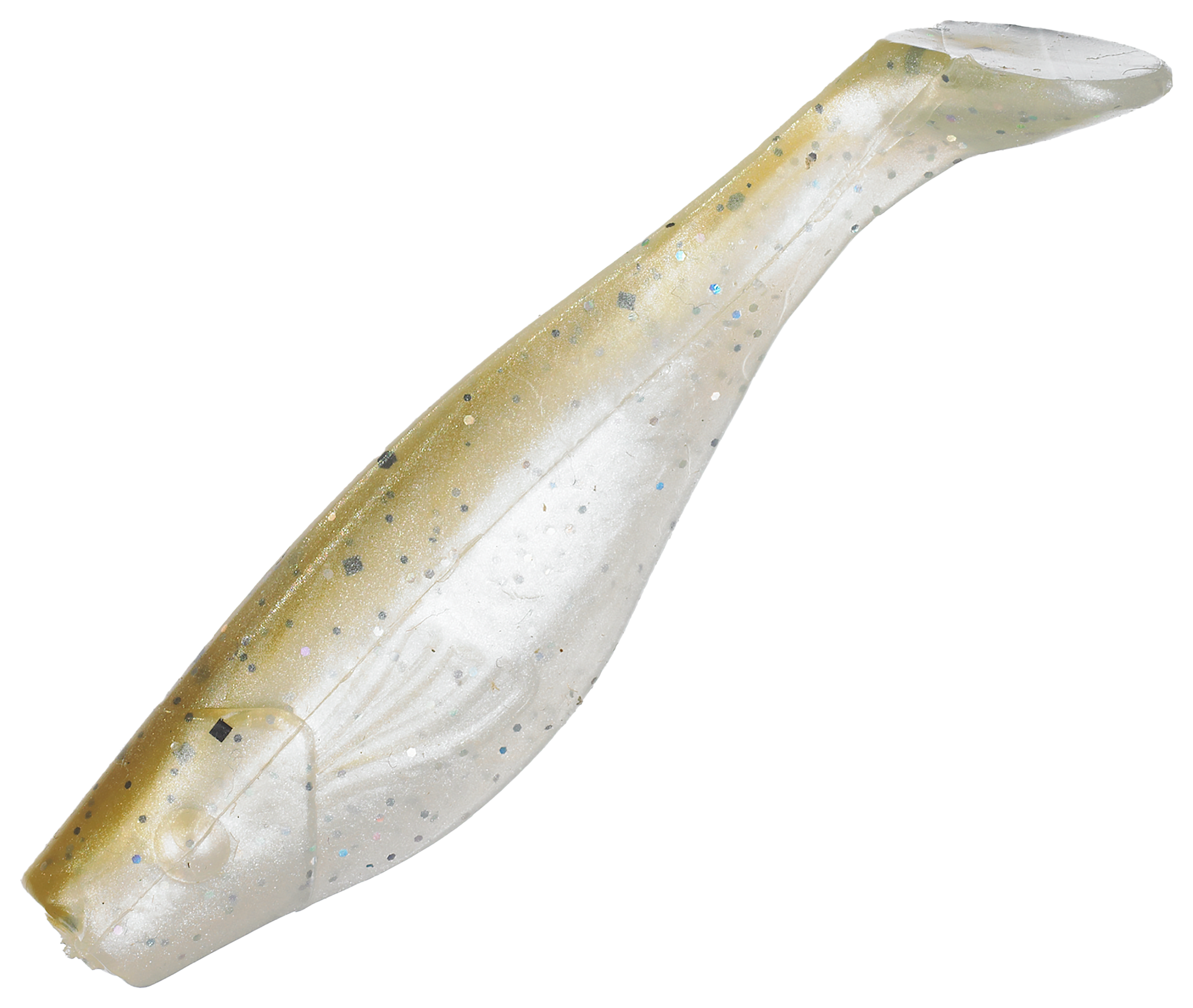 Image of Bass Pro Shops Squirmin' Shad - 3″ - 15 Pack - Green Pumpkin/Pearl Hologram