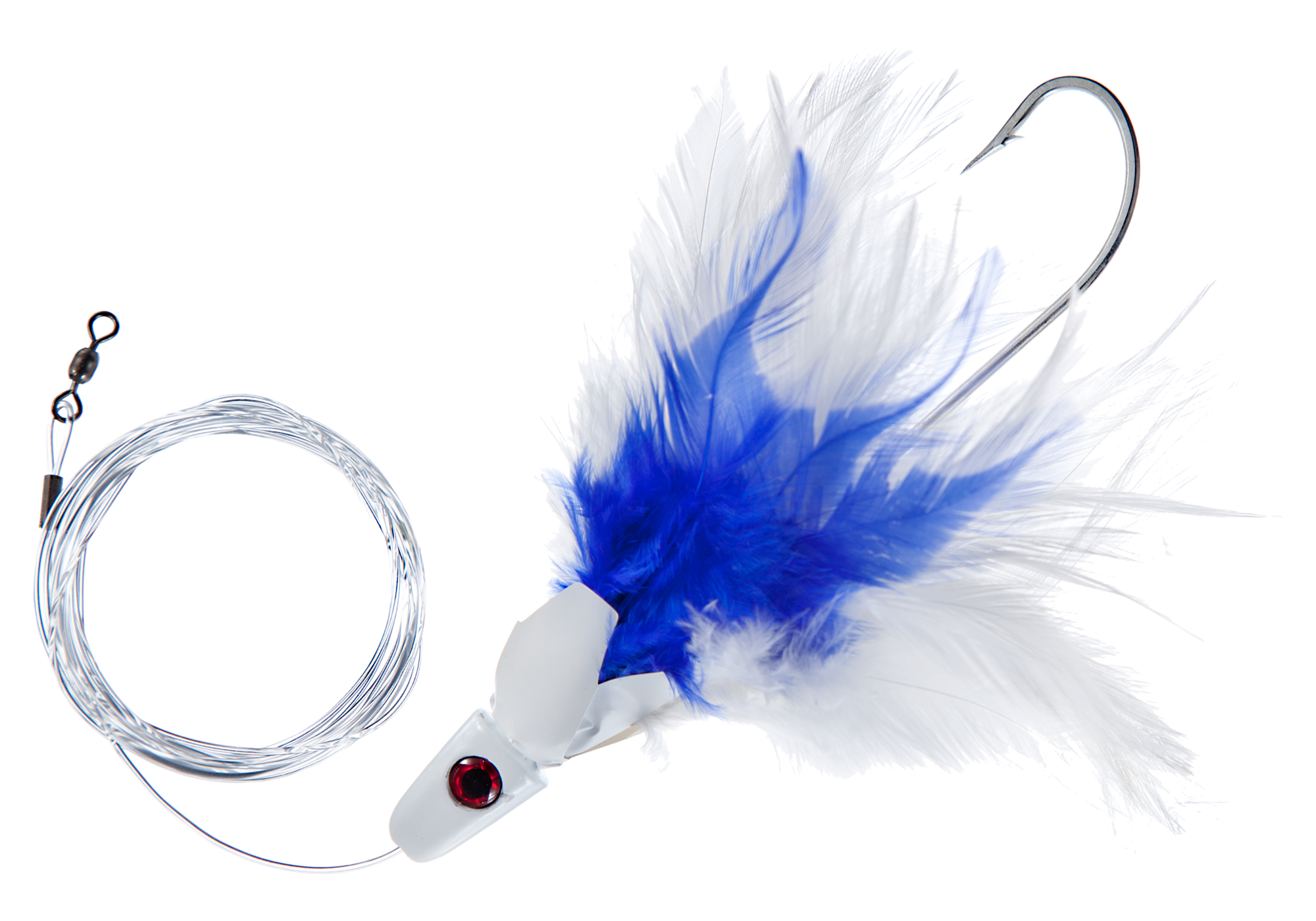 No-Alibi No-Alibi Trolling Feathers Mono Rig - White Blue - $13.49 at Cabela's Program