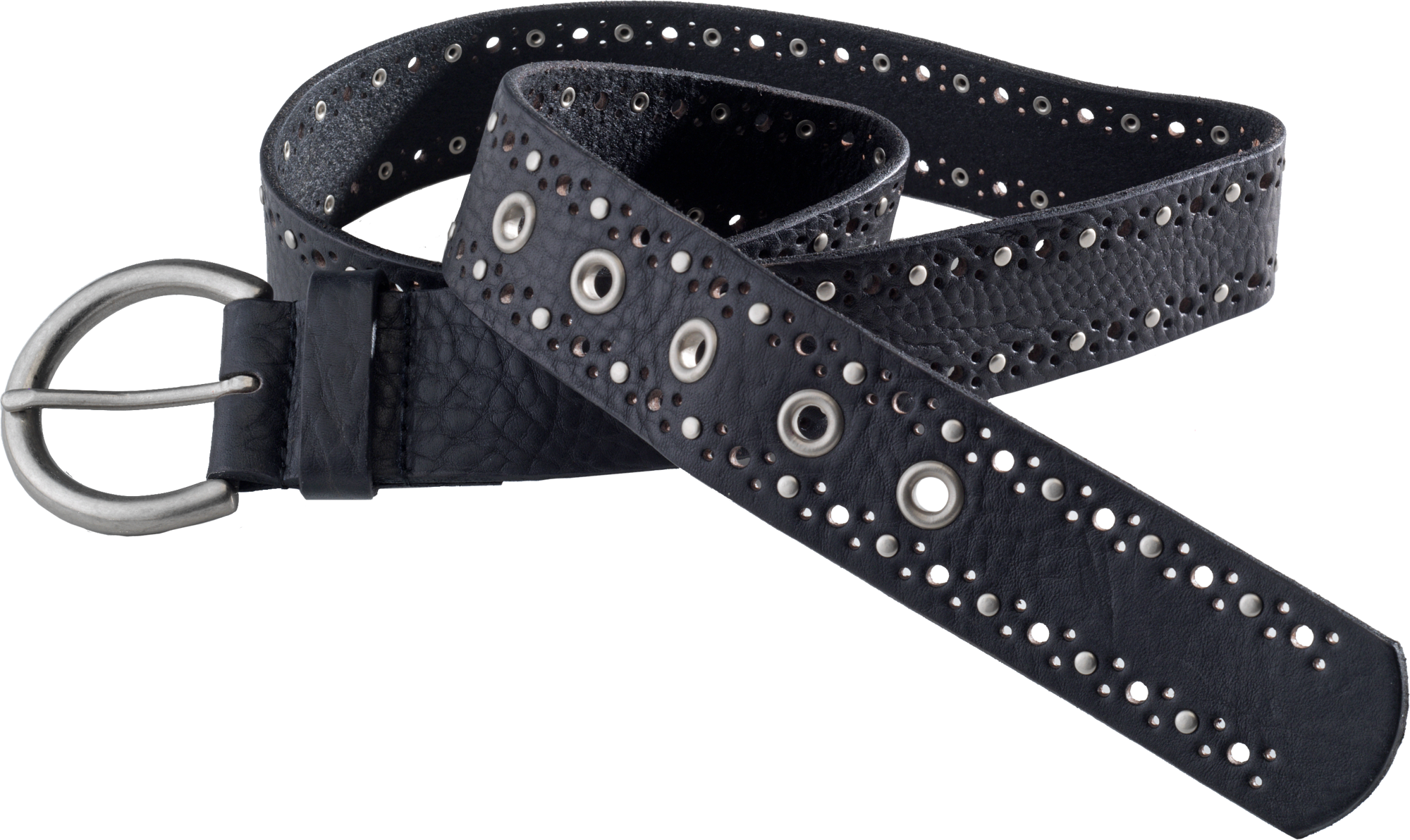 Natural Reflections Punched Belt for Ladies - Black - XL