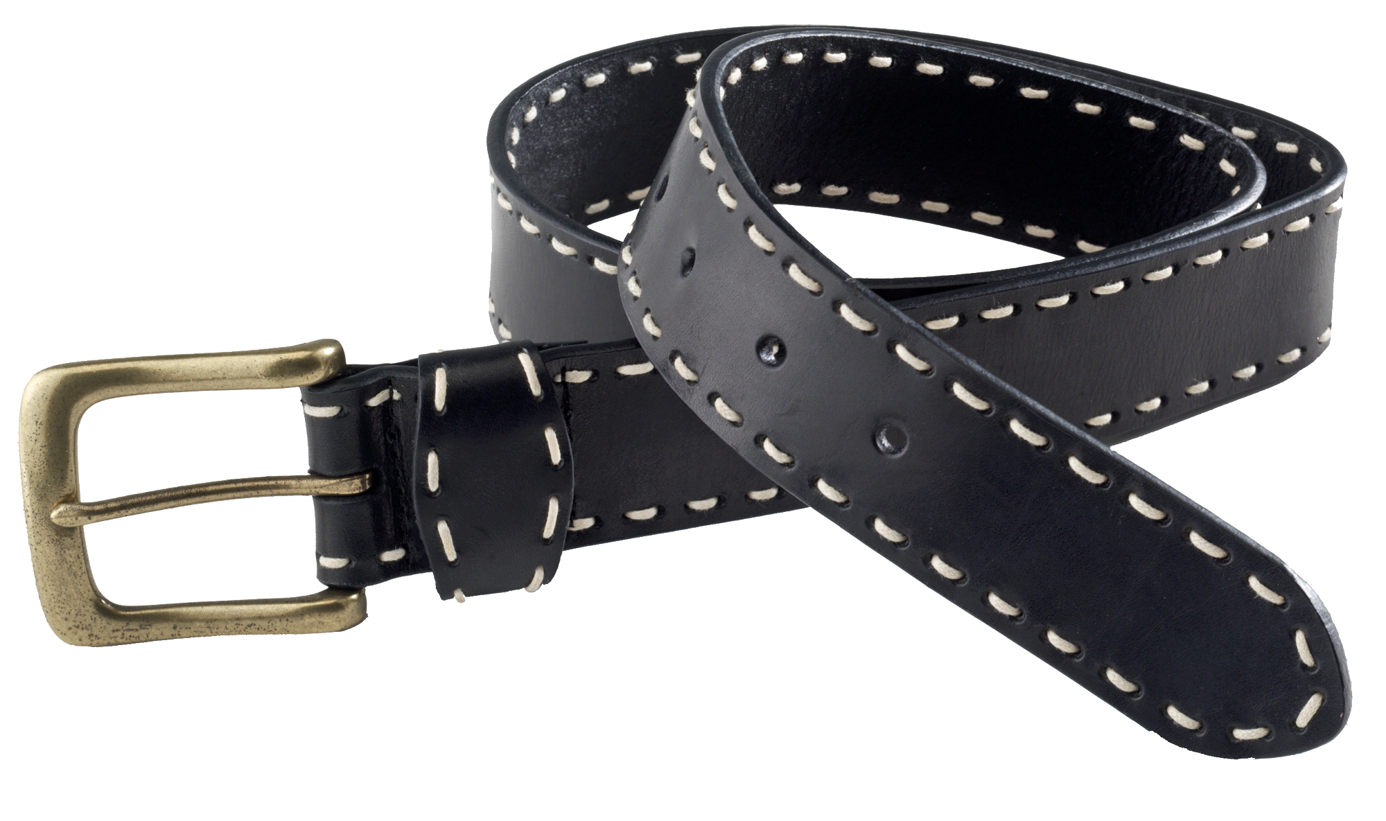 Natural Reflections Stitched Belt for Ladies - Black - M