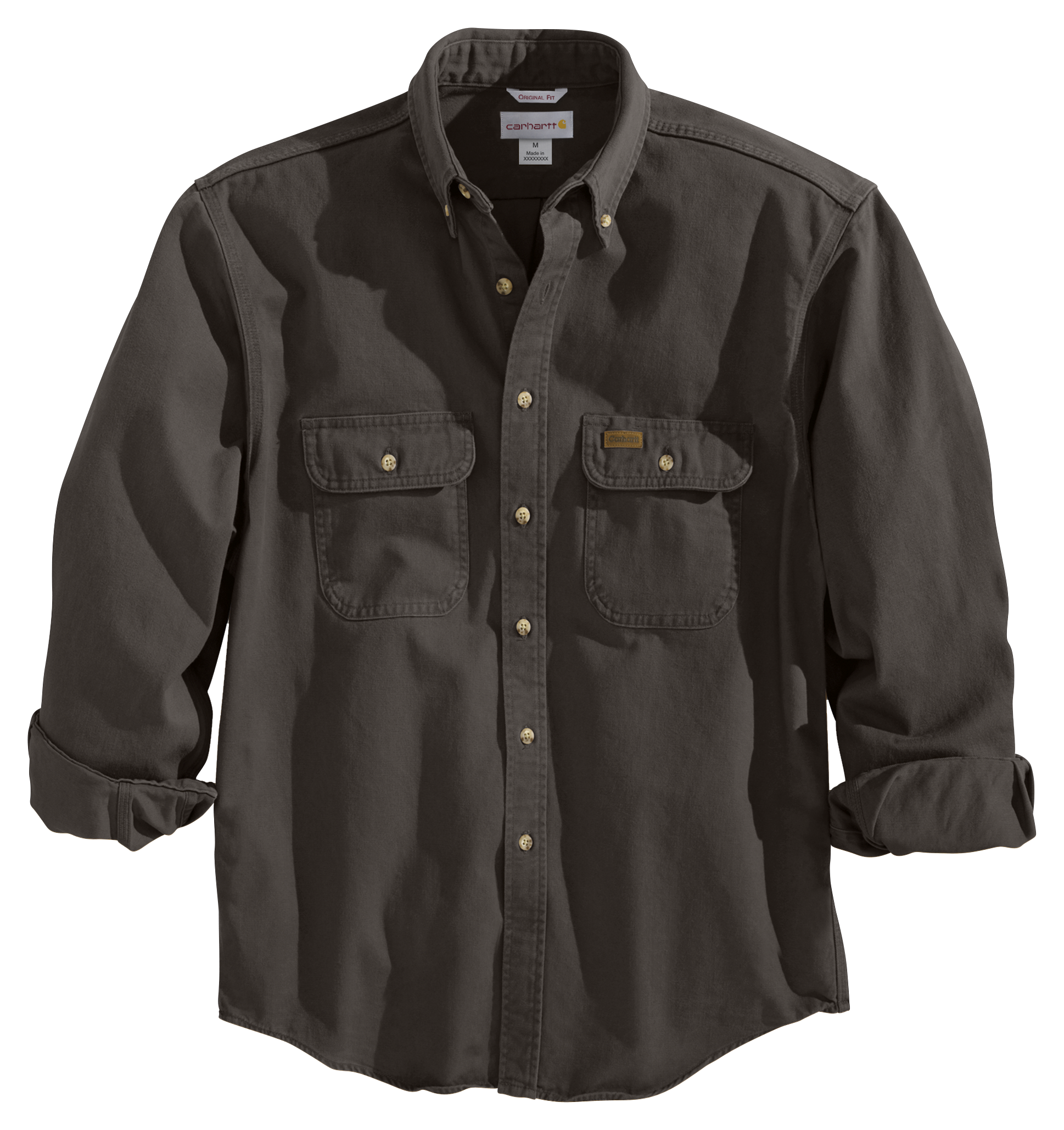 Carhartt Sandstone Twill Long-Sleeve Shirt for Men - Dark Brown - LT - 1393032 - Clothing Long Sleeve sku 1393032