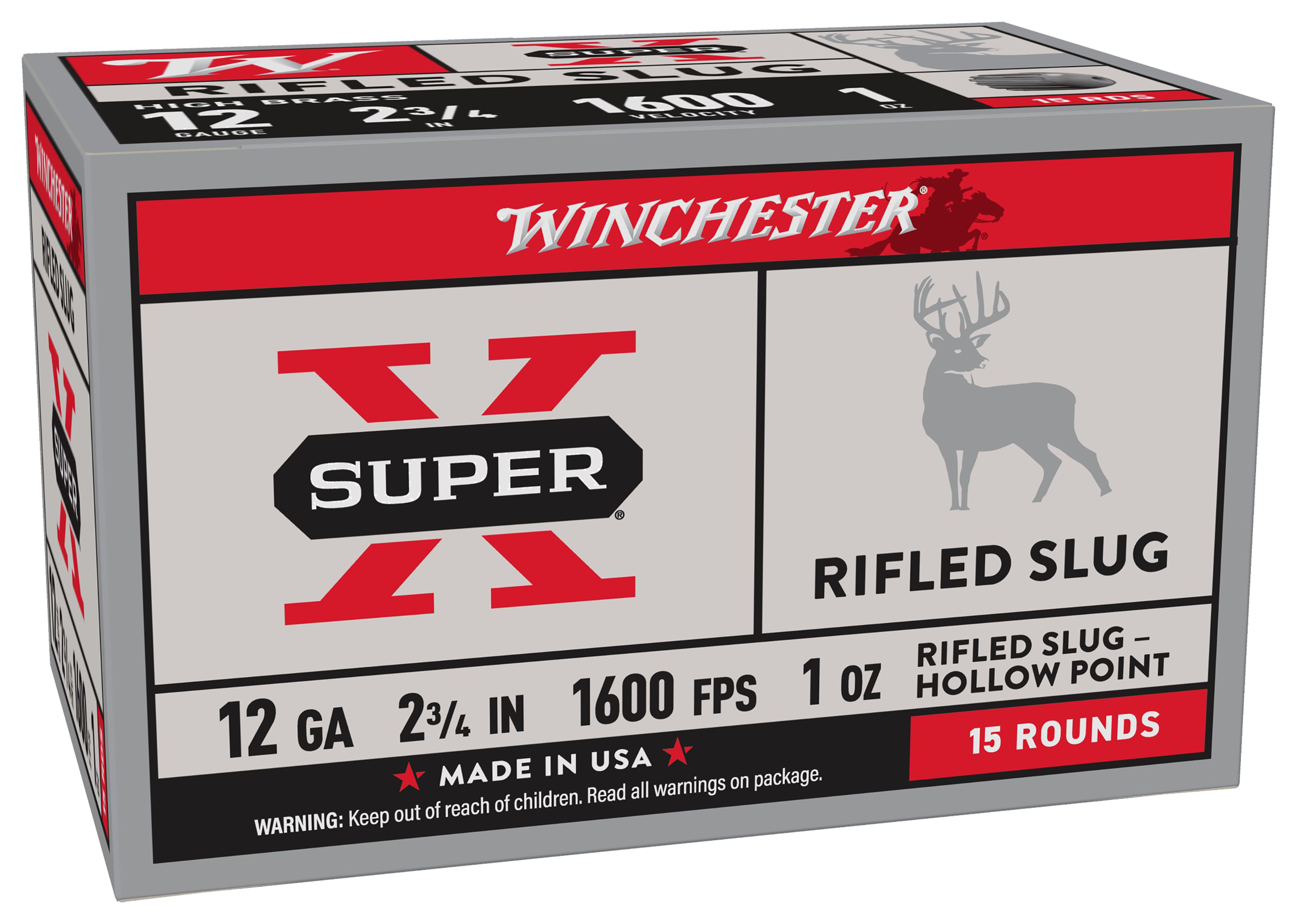 Winchester Super-X Rifled Slug Shotshell - 12 Gauge - 1600 fps - 2.75″ - Winchester