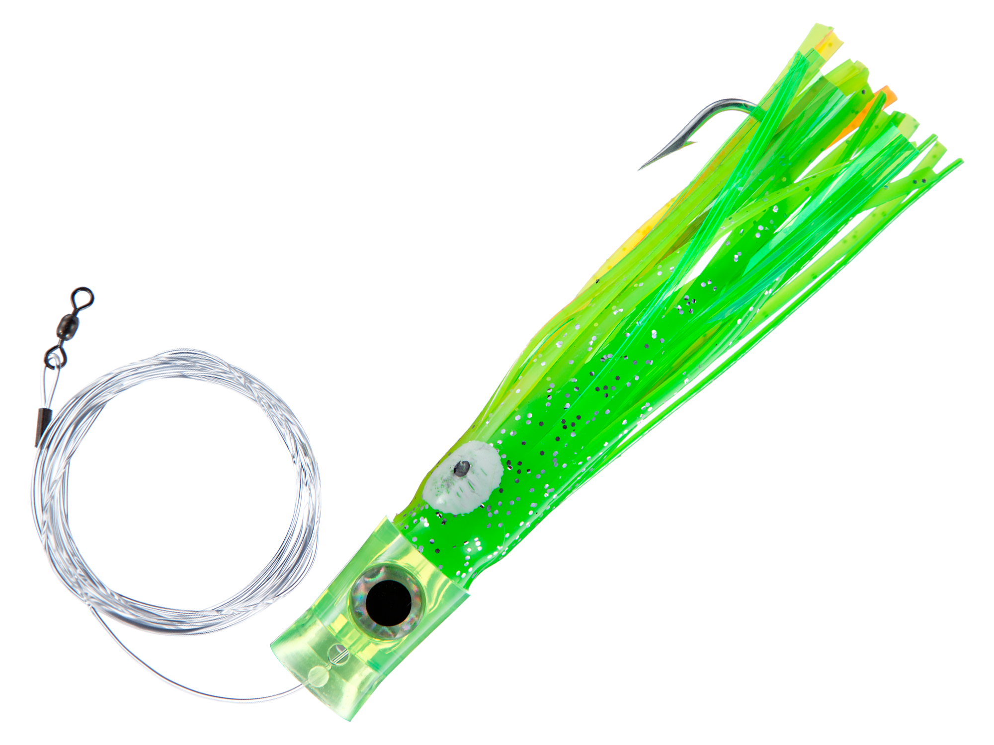 Image of C&ampH Lures Stubby Bubbler Mono Rig - Green Chartreuse Green Mylar