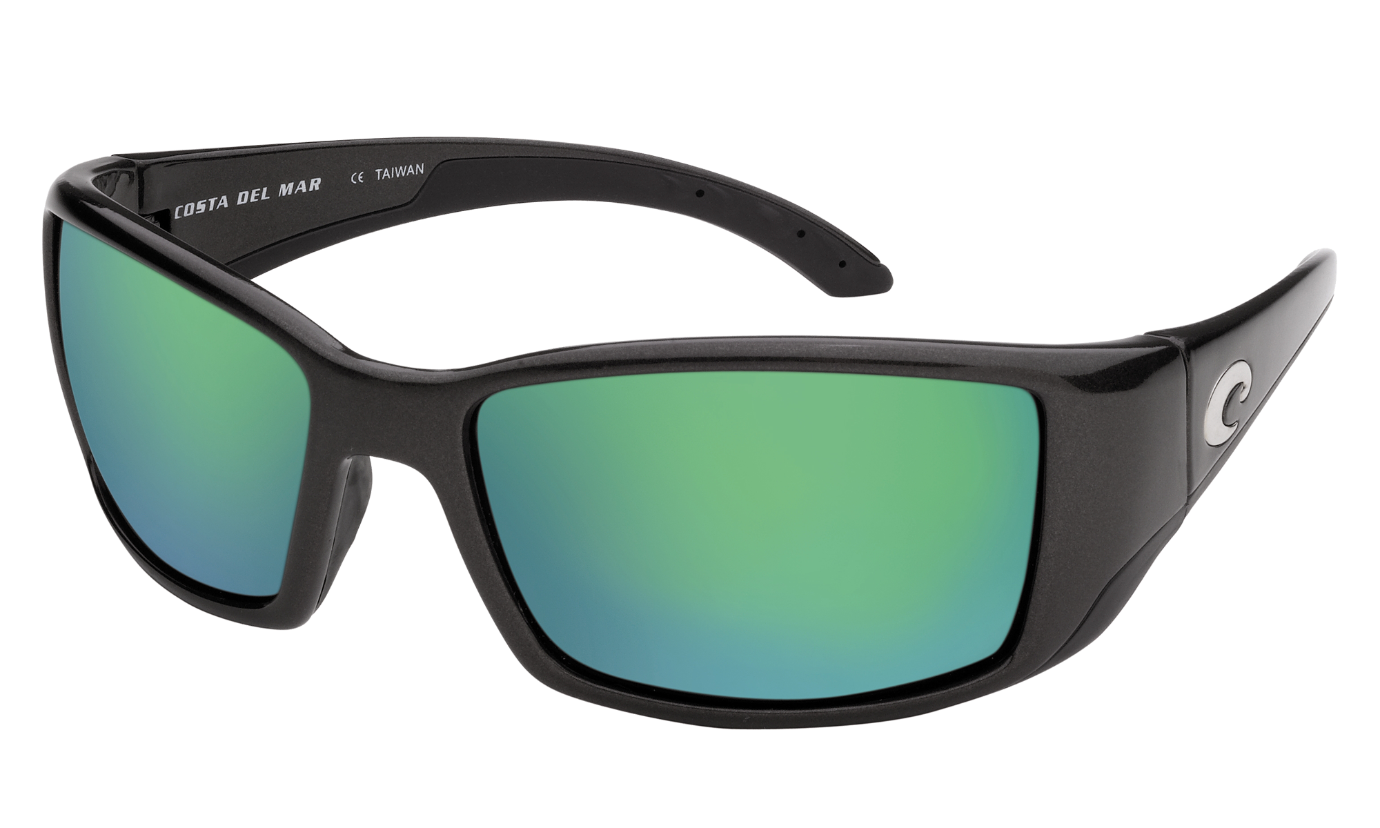 Costa Del Mar Blackfin 580G Glass Polarized Sunglasses - Shiny Black/Green 