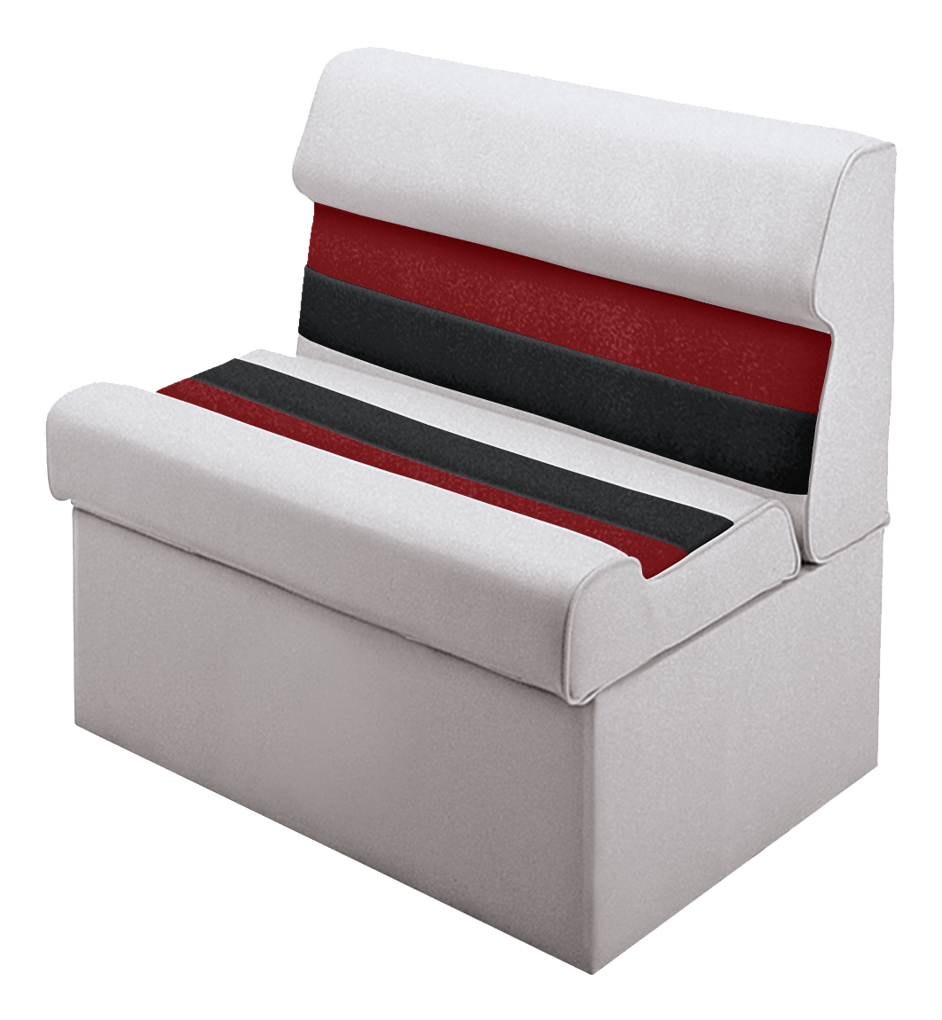 Image of Wise Deluxe Pontoon Furniture 28″ Lounge Seat and Base - White/Charcoal/Red