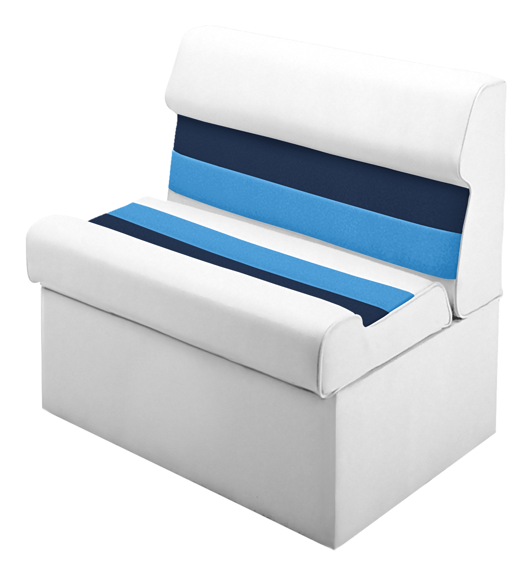 Image of Wise Deluxe Pontoon Furniture 37″ Lounge Seat and Base - White/Navy/Blue