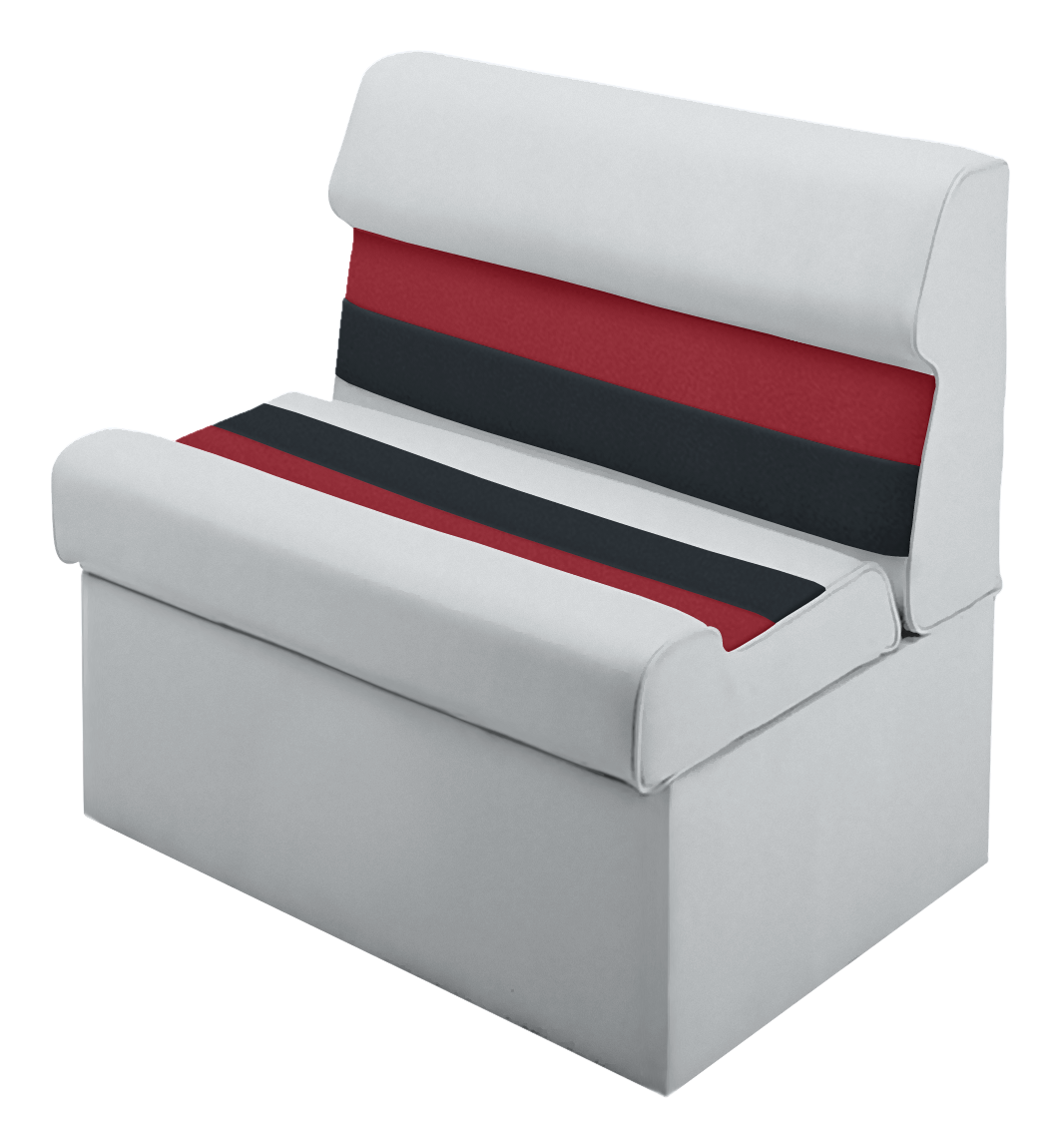 Image of Wise Deluxe Pontoon Furniture 37″ Lounge Seat and Base - Light Gray/Charcoal/Red