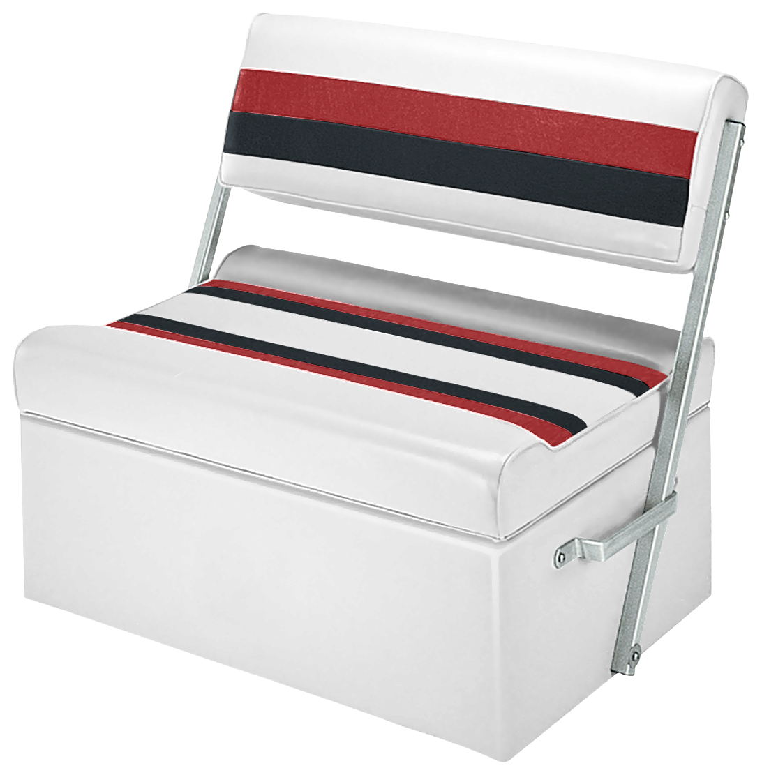 Image of Wise Deluxe Pontoon Furniture Flip-Flop Seat and Base - White/Charcoal/Red