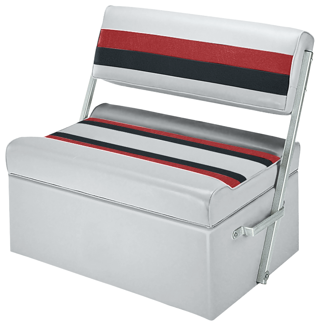 Image of Wise Deluxe Pontoon Furniture Flip-Flop Seat and Base - Light Gray/Charcoal/Red