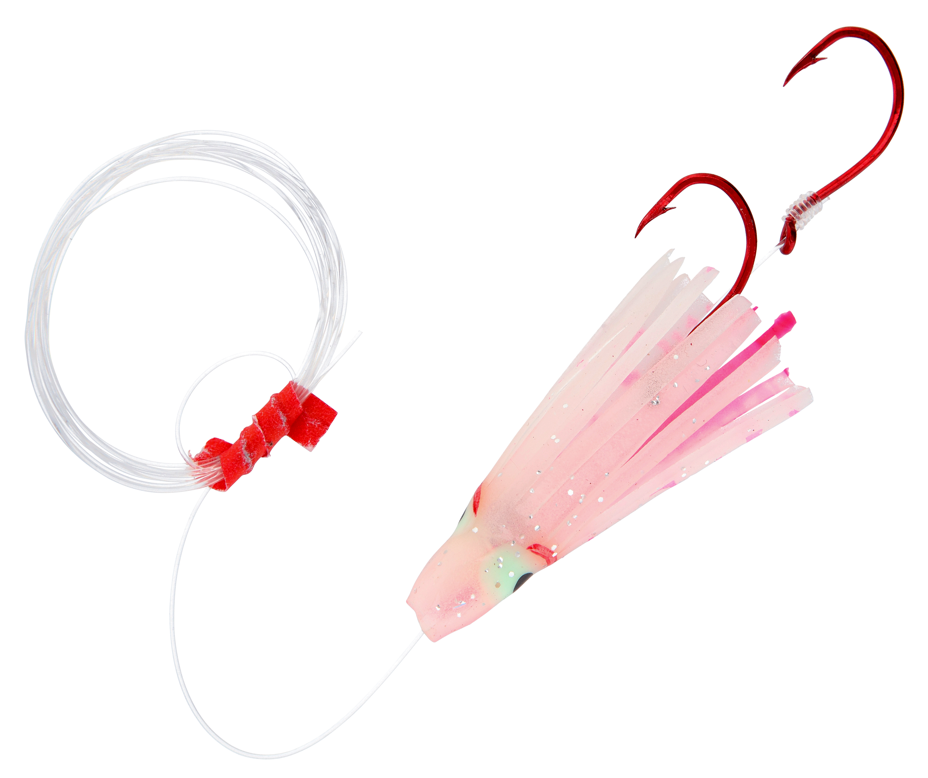 Macks Lures Pee Wee Hoochie Rig  - Pink UV Splatter Glow