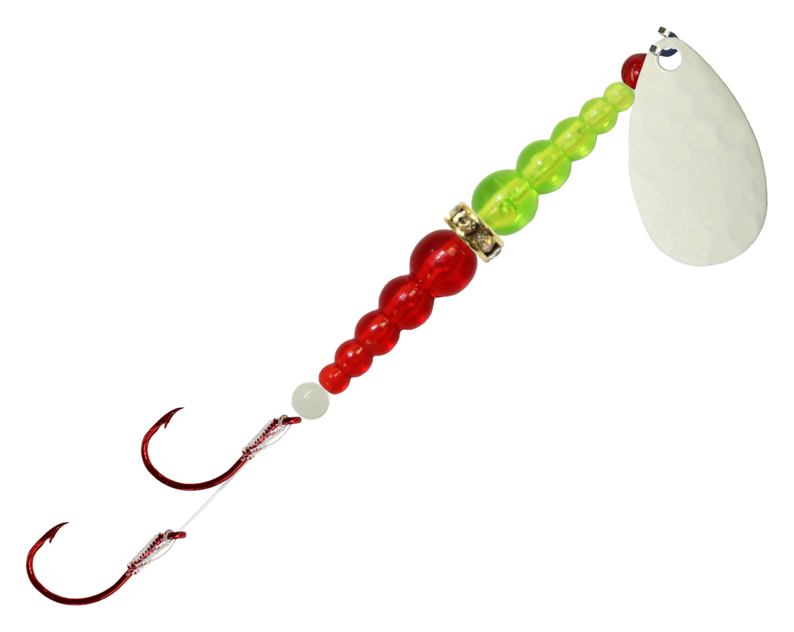 Macks Lure Double Whammy Ringmaster Series Rig - 10 lb. - Glow White/Fluor
