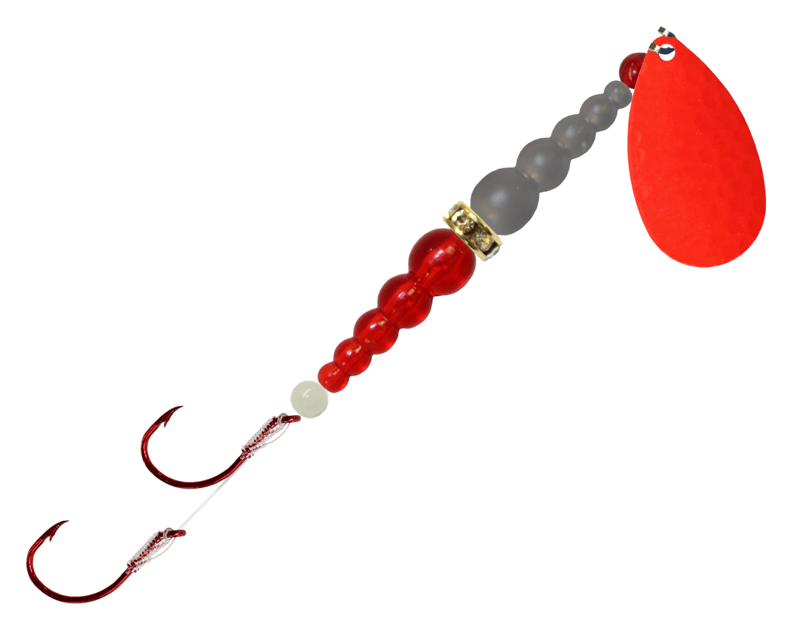 Macks Lure Double Whammy Ringmaster Series Rig - 8 lb. - Red/Silver Gray/F