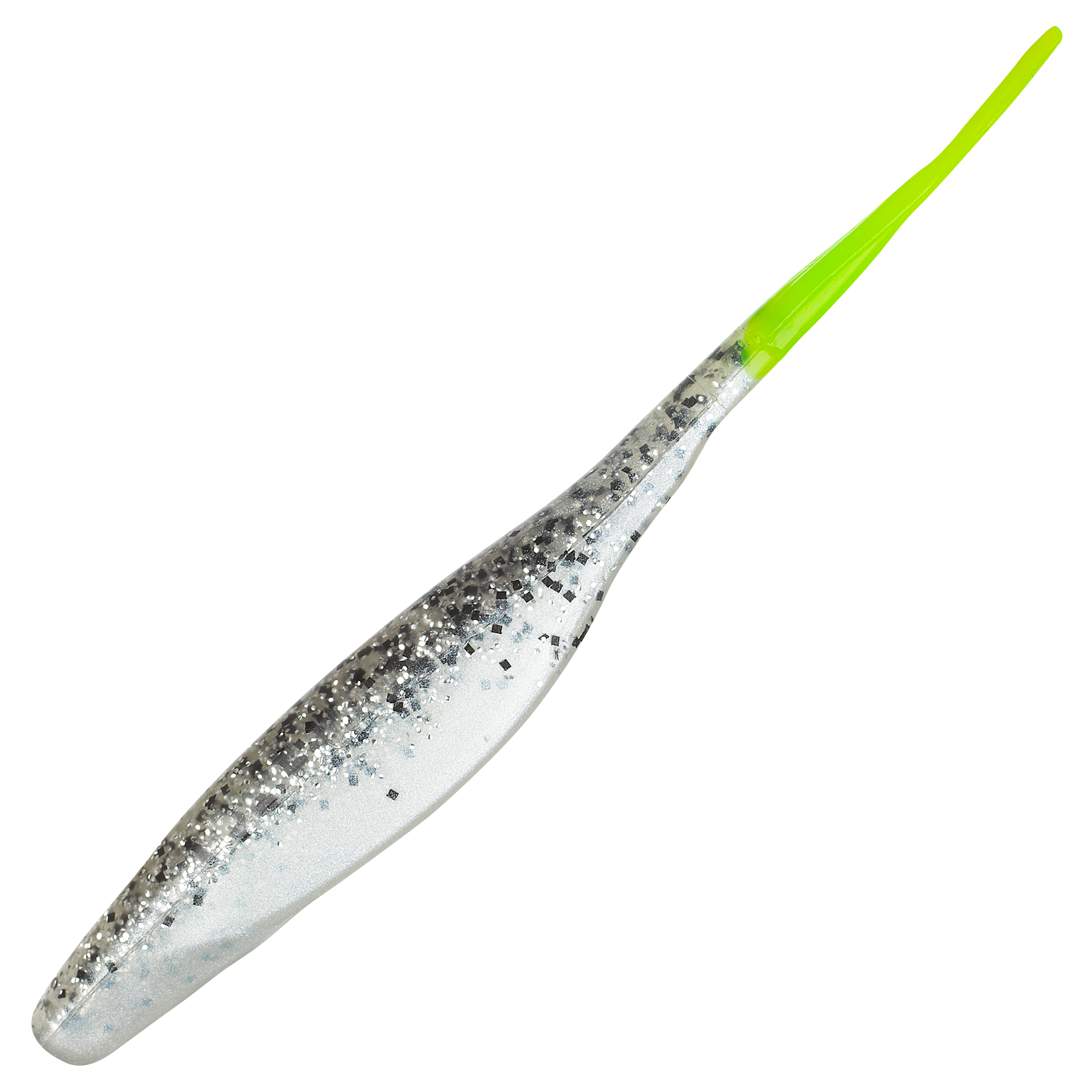 Image of Bass Assassin 5' Shad Assassin - Silver Phantom/Chartreuse Tail