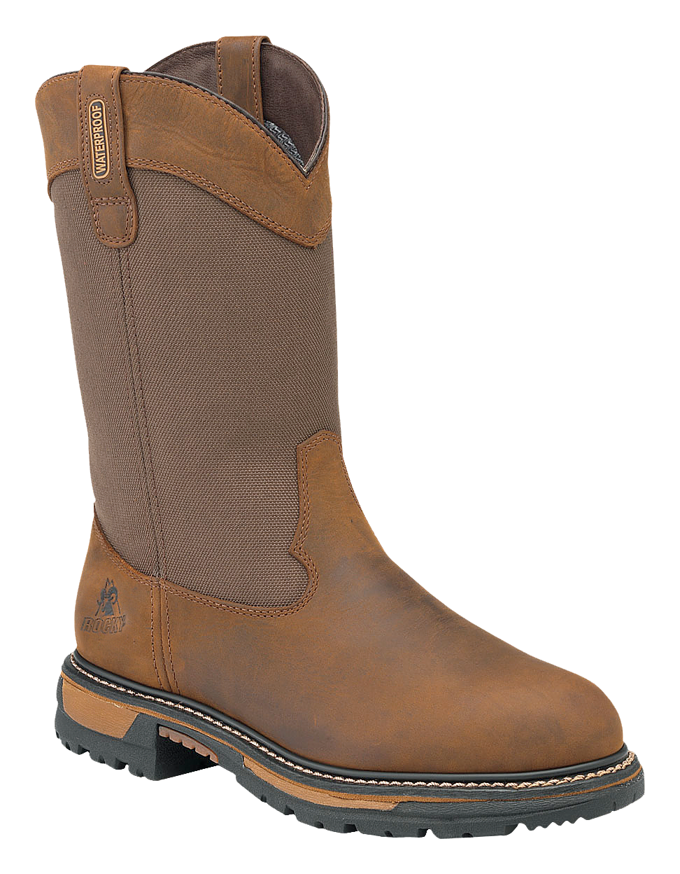 Image of Rocky Ride Insulated Waterproof Wellington Work Boots for Men - Brown - 10M