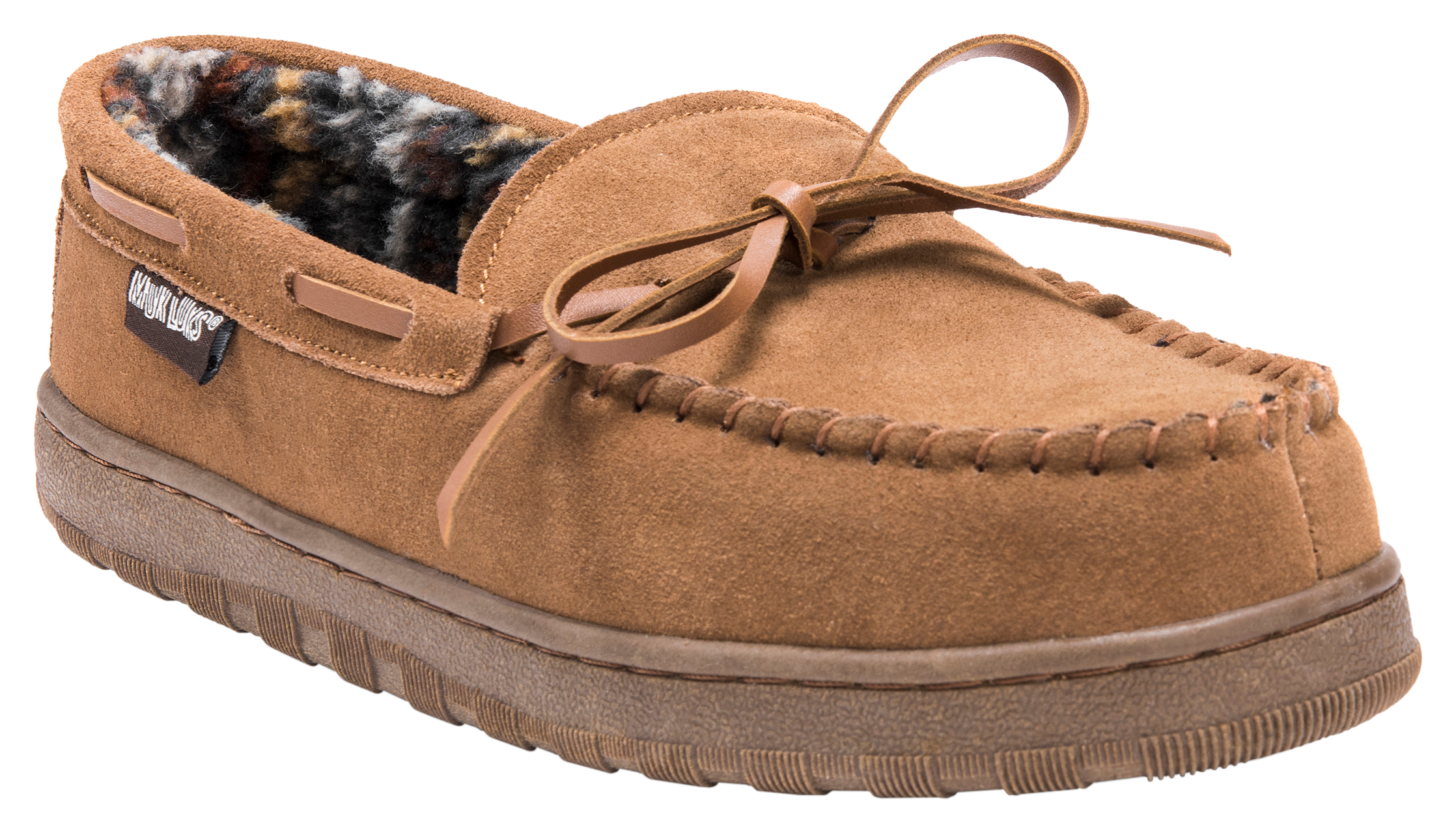 Muk Luks Paul Printed Berber Suede Moccasins for Men - Tan - 13D