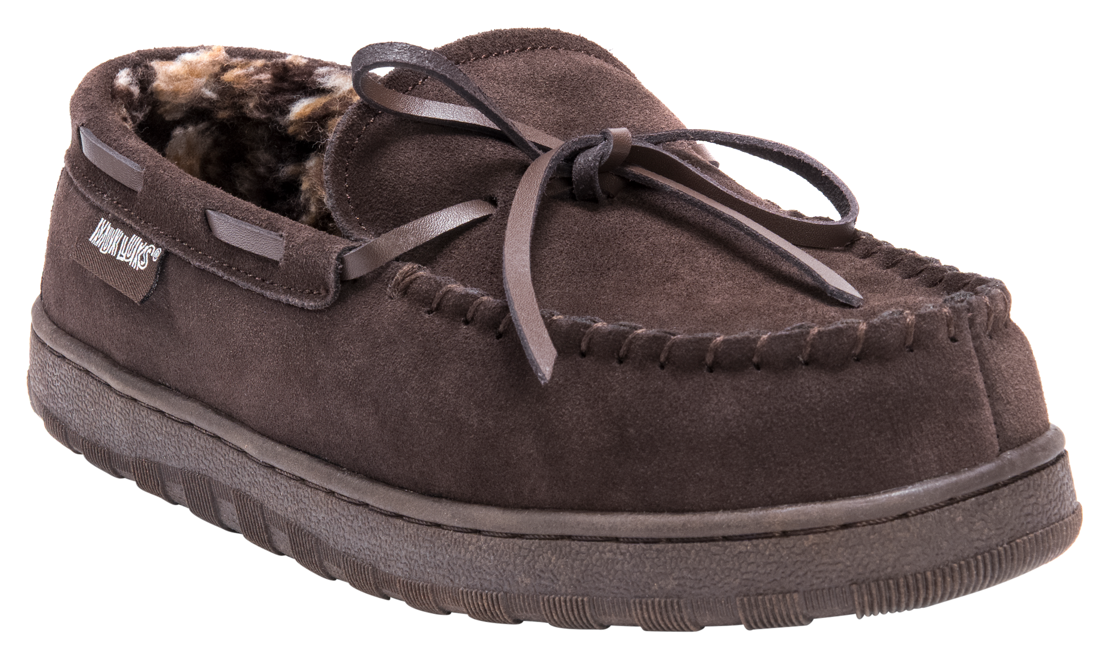 Muk Luks Paul Printed Berber Suede Moccasins for Men - Chocolate - 13D