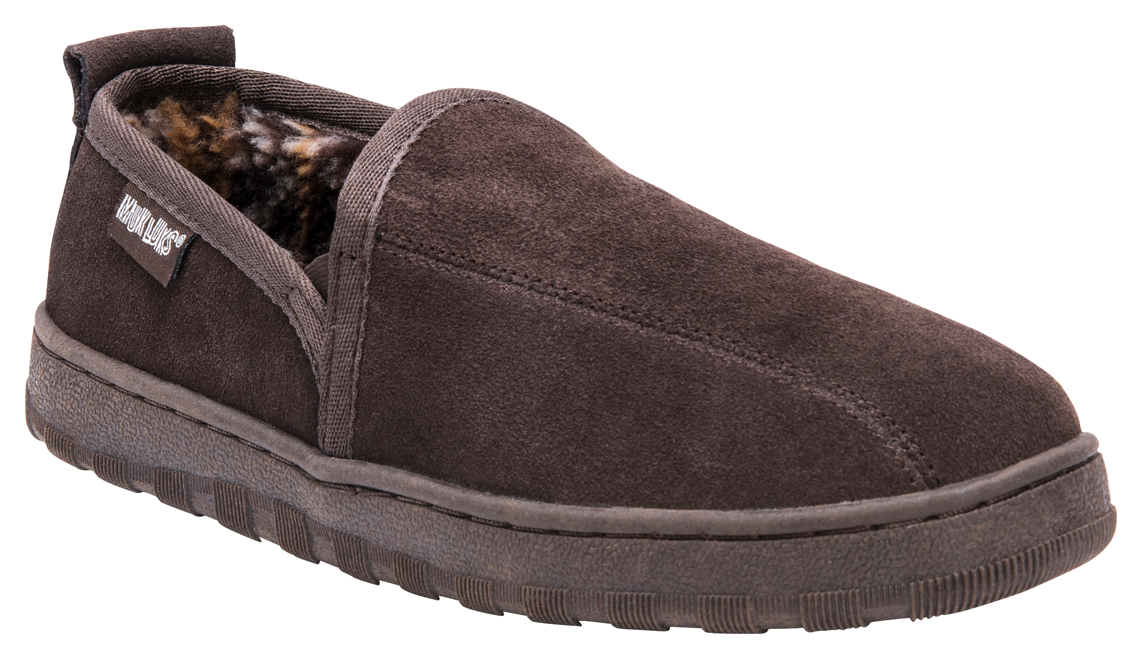 Muk Luks Eric Suede Slippers for Men - Chocolate - 12D