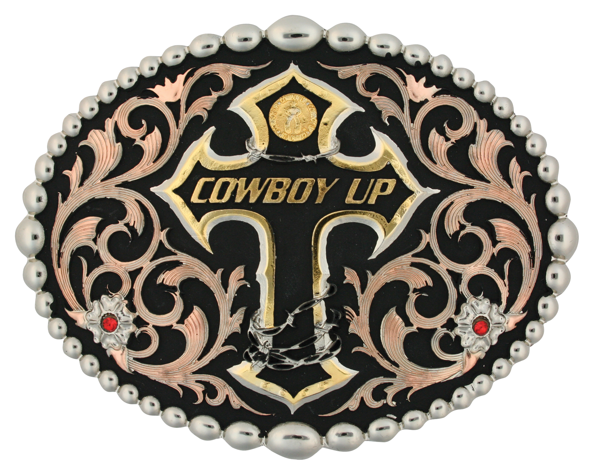 Montana Silversmiths Tri Color Cowboy Up Attitude Belt Buckle