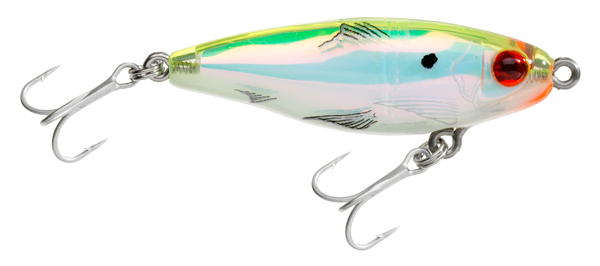 Image of L&ampS Bait MirrOdine Mini Suspending Twitchbait - Chartreuse Back/Pearl