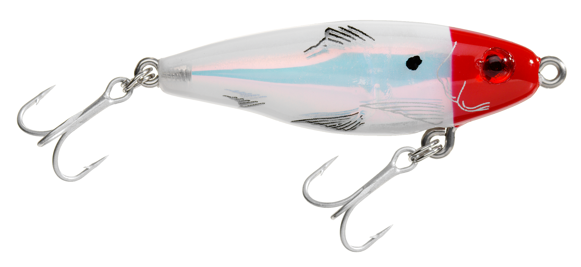 Image of L&ampS Bait MirrOdine Mini Suspending Twitchbait - Red Head/White/Silver