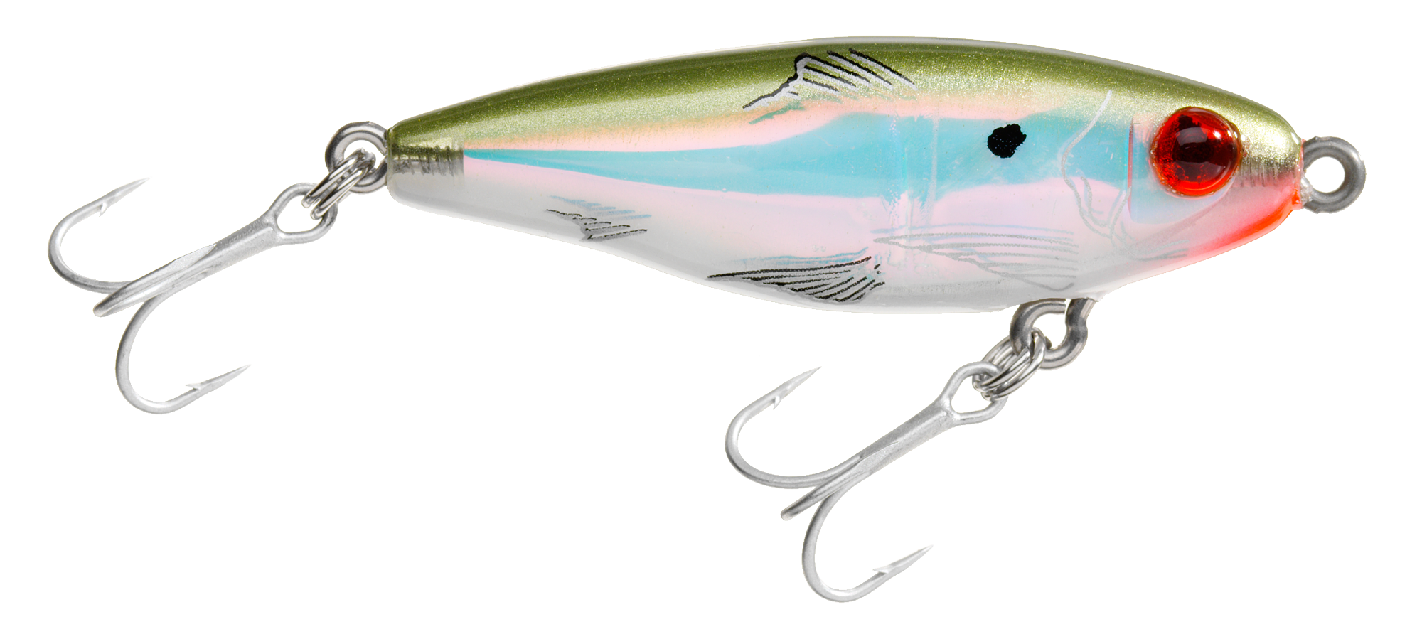 Image of L&ampS Bait MirrOdine Mini Suspending Twitchbait - Bayou Green Back/Pearl