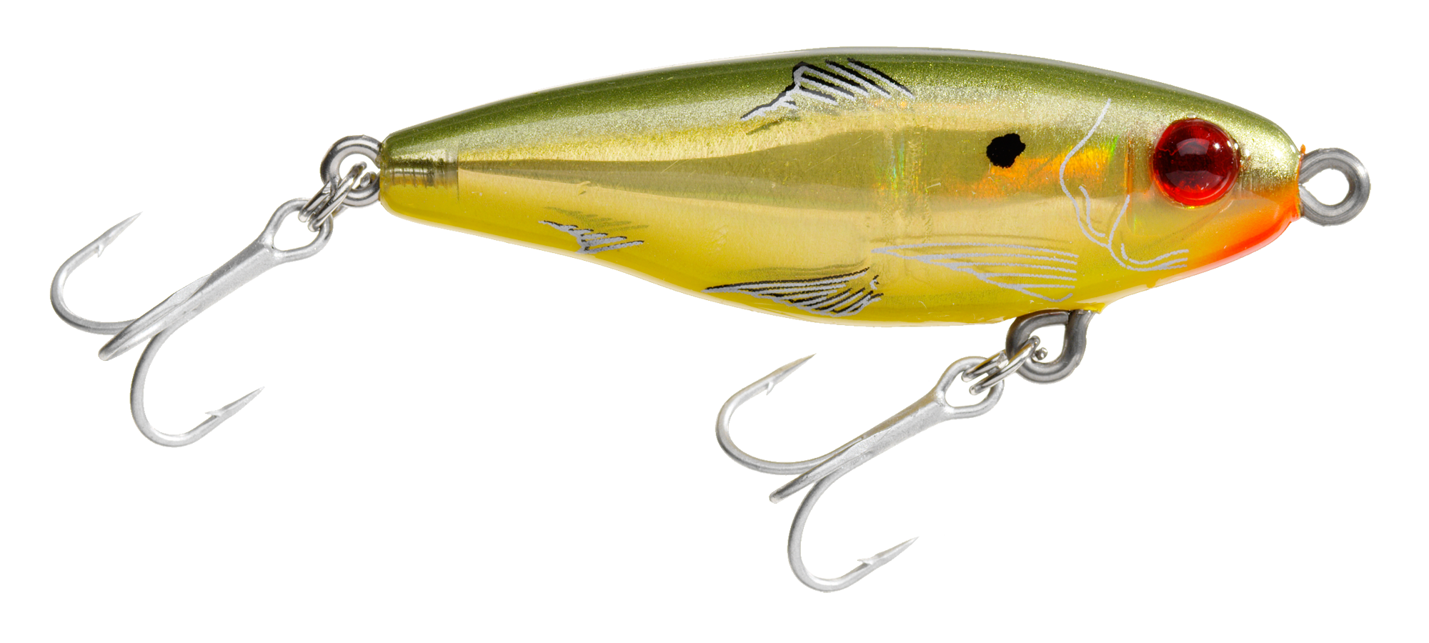 Image of L&ampS Bait MirrOdine Mini Suspending Twitchbait - Bayou Green Back/Yellow/Gold