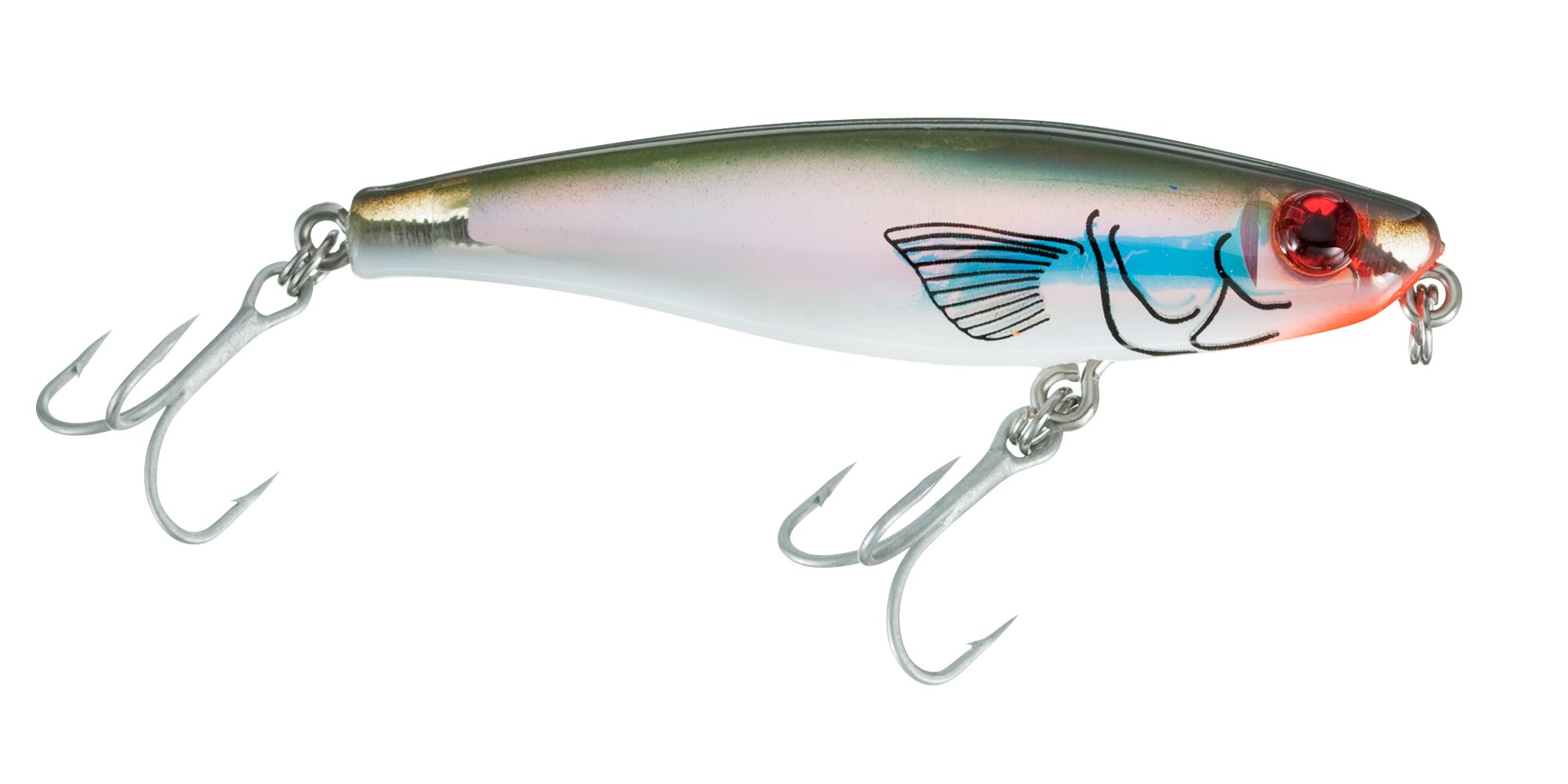 Image of MirrOlure MirrOmullet or MirrOmullet XL C-Eye Skin Series Surface Walker - Green White/Silver - 3-1/2″