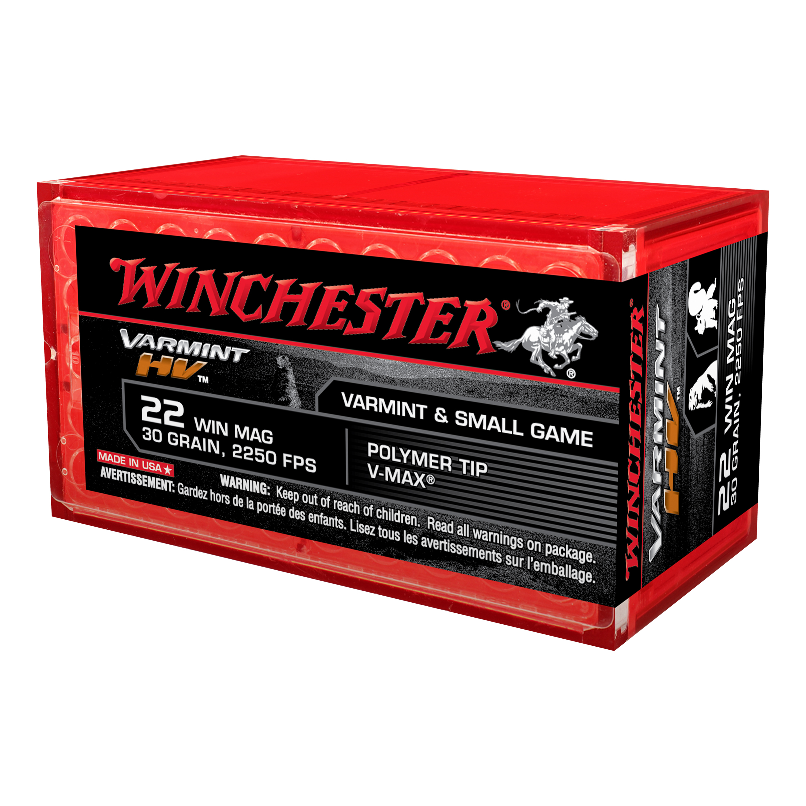 Winchester Varmint HV .22 WMR 30 Grain V-Max Rimfire Ammunition