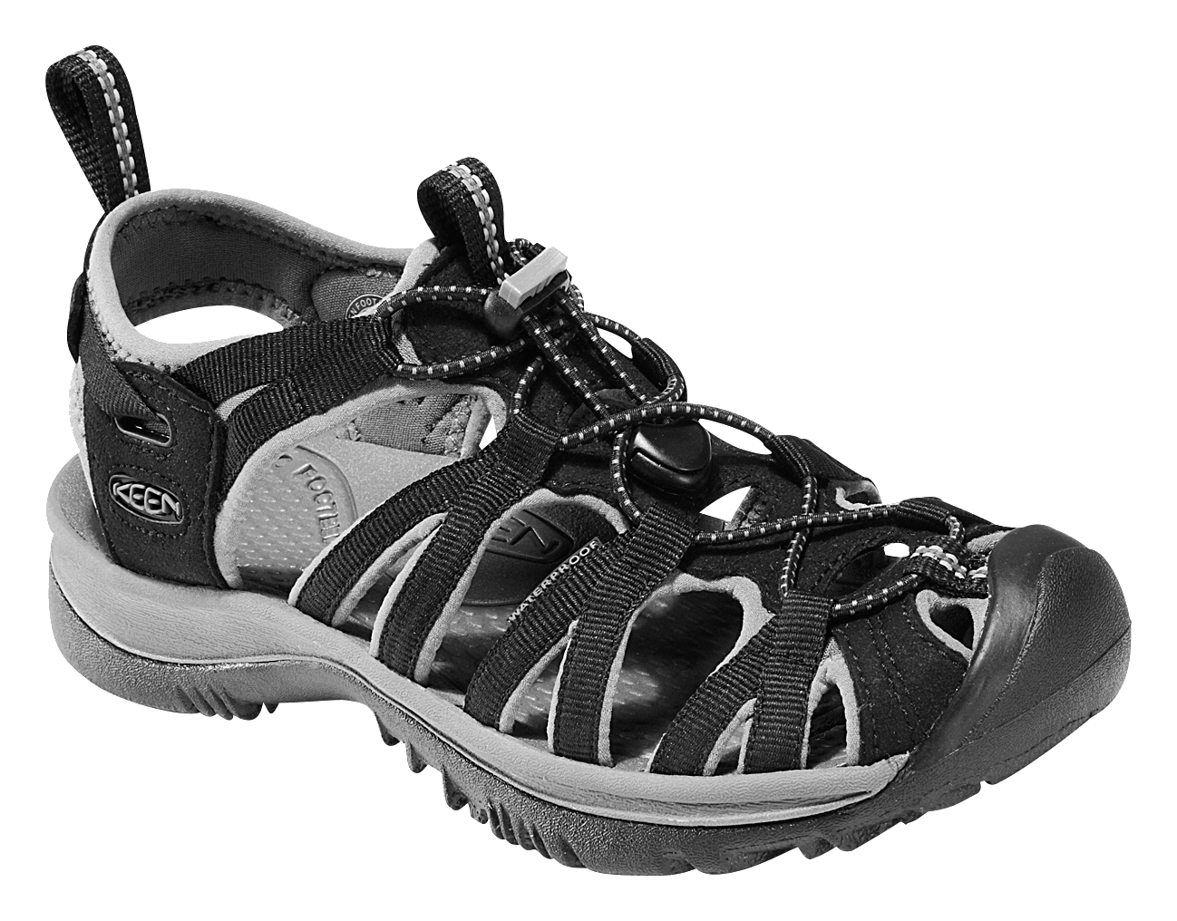 KEEN Whisper Sandals for Ladies - Black/Gargoyle - 6M
