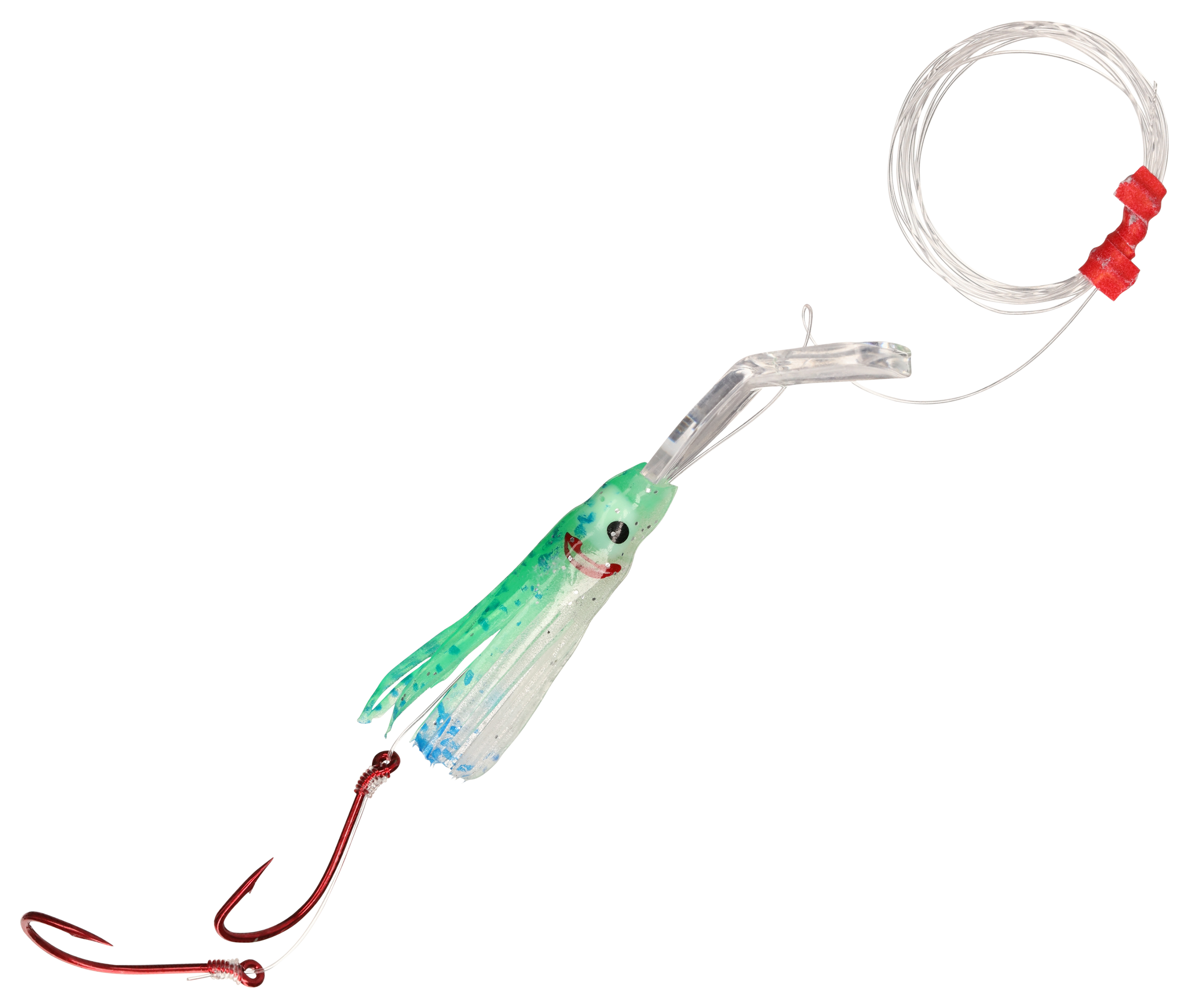 Macks Lure Pee Wee Wiggle Hoochie Rig - UV Green Spatter - 1-1/2