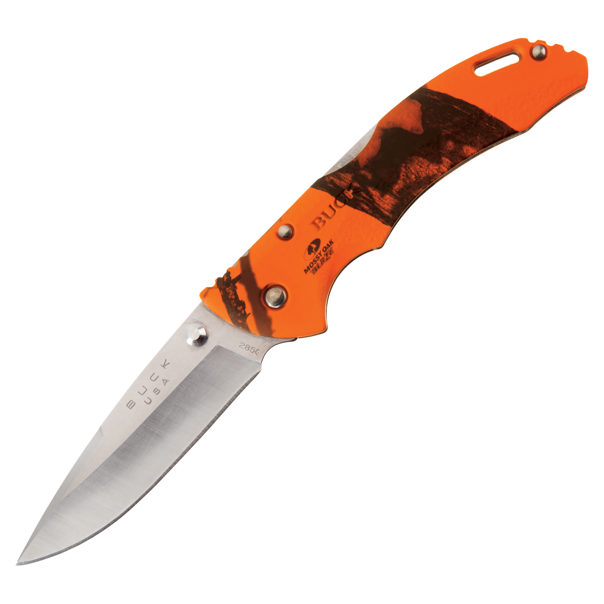 Buck Bantam Camo Drop Point Folding Knife - Mossy Oak Blaze Orange - Buck