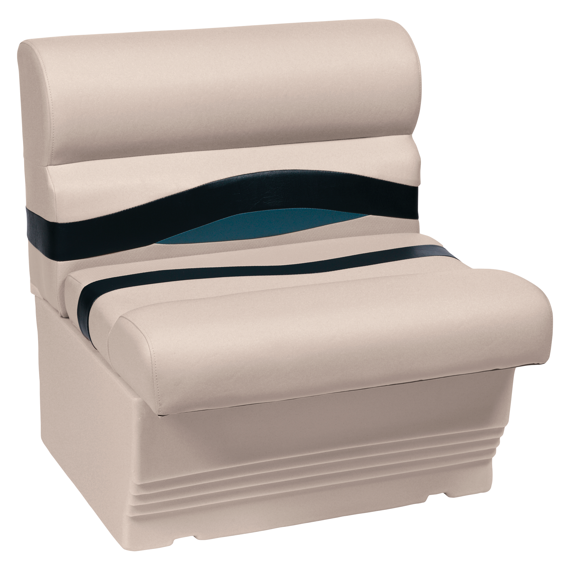 Image of Wise Premier Series Pontoon Furniture 27″ Bench Seat with Base - Platinum/Navy/Cobalt