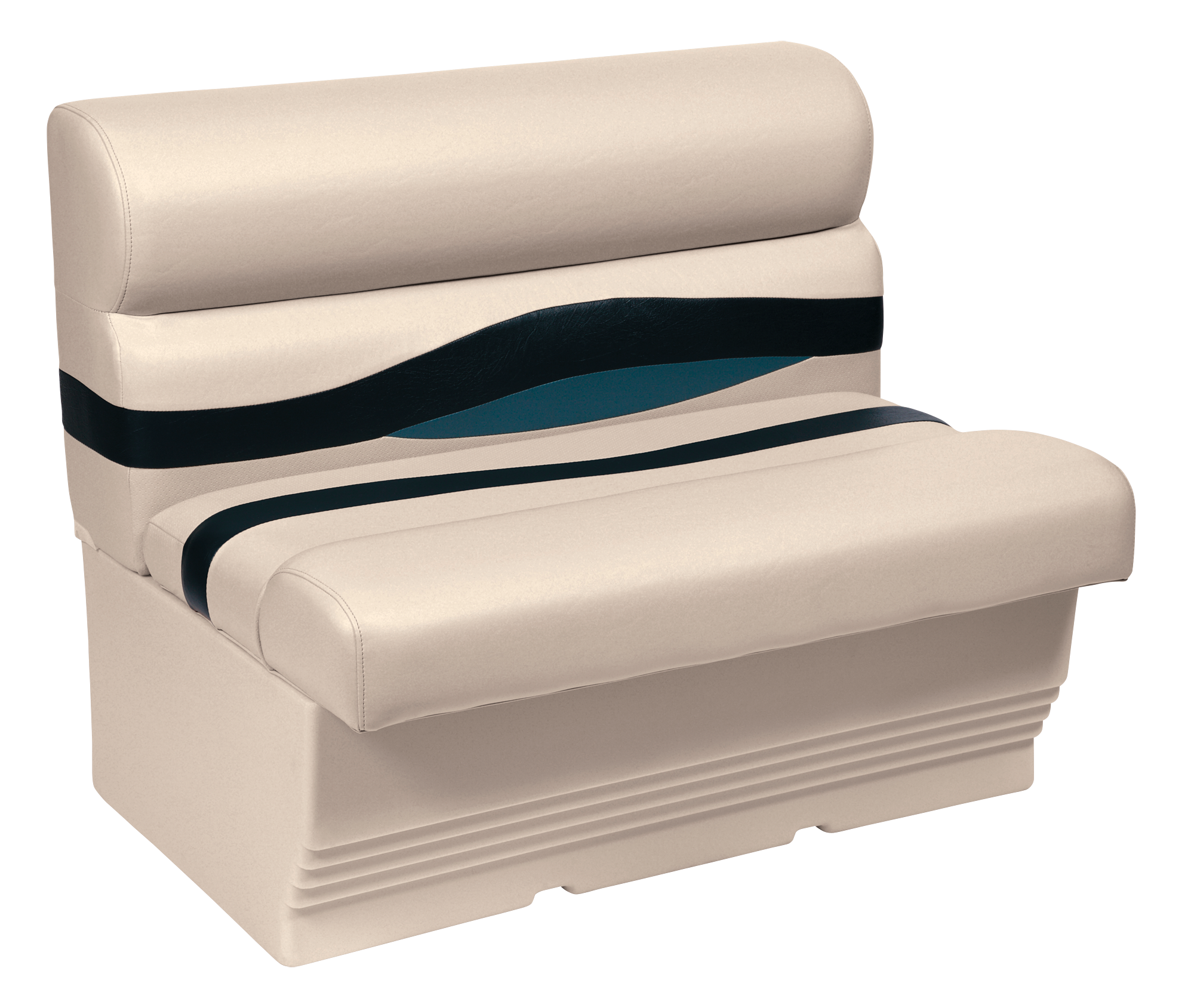 Image of Wise Premier Series Pontoon Furniture 36″ Bench Seat with Base - Platinum/Navy/Cobalt