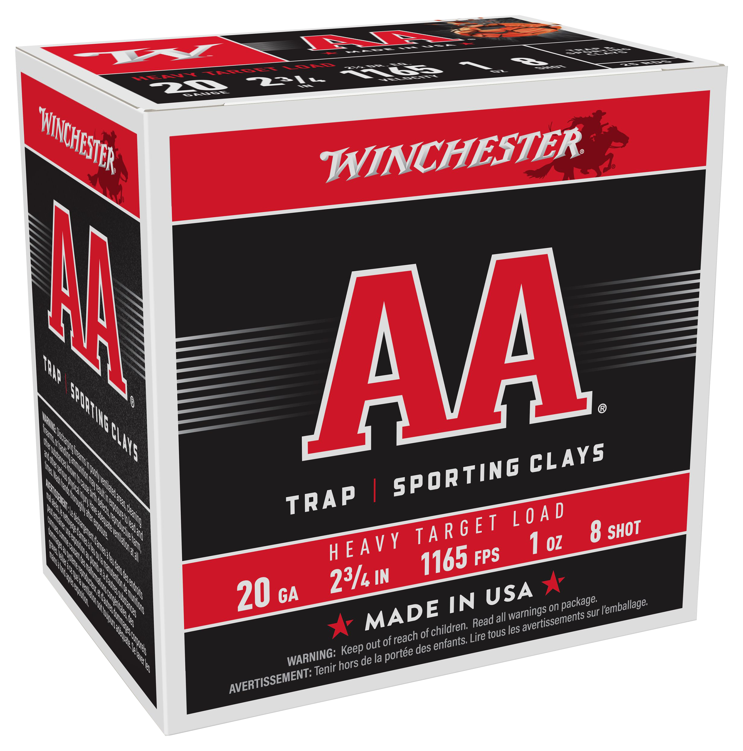 Winchester AA Heavy Target Loads Shotshells - 20 Gauge - #8 Shot - 250 Rounds - Winchester