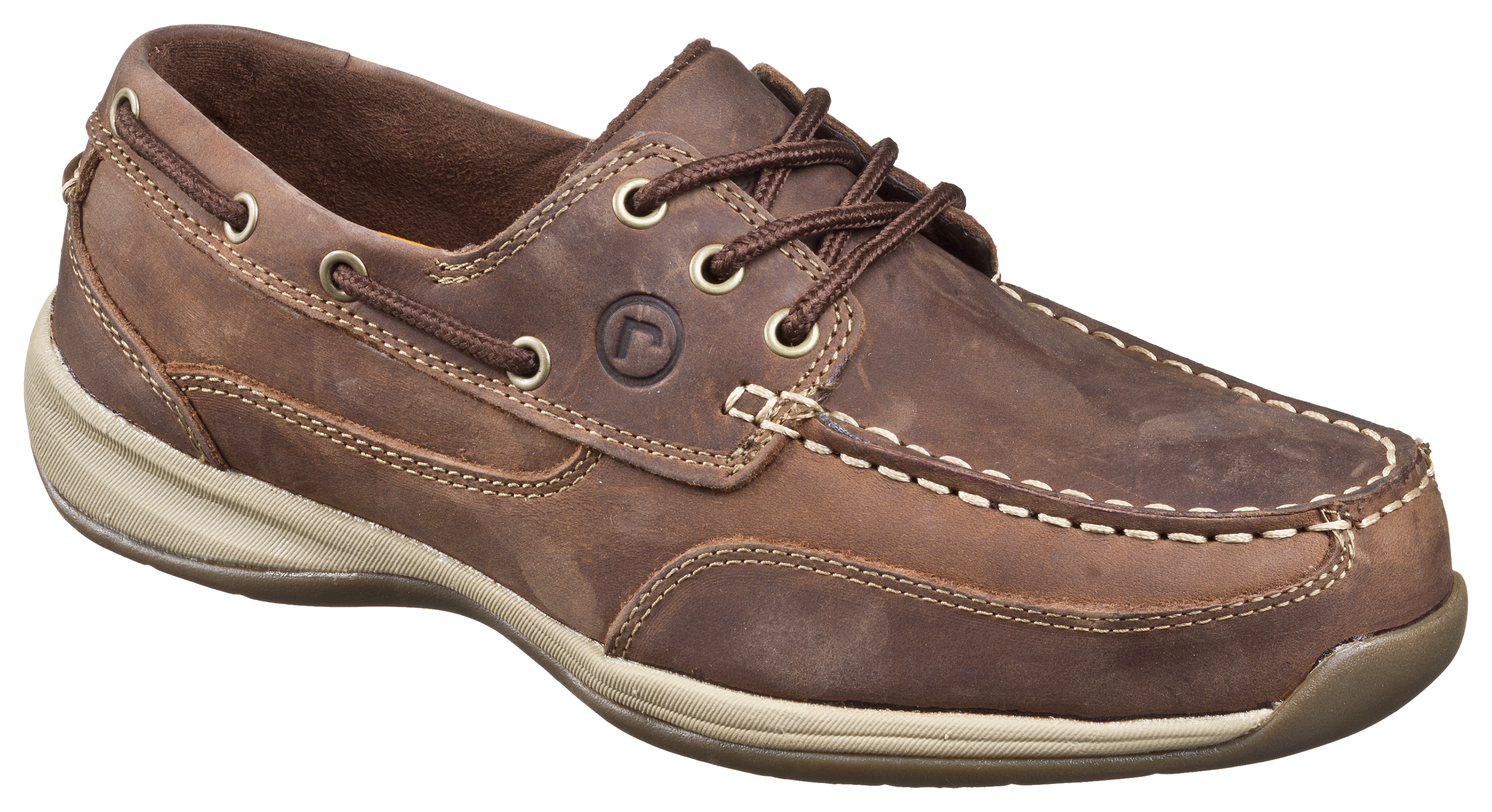 Rockport Works Sailing Club Steel Toe 3-Eye Boat Shoes for Men - Brown - 6.