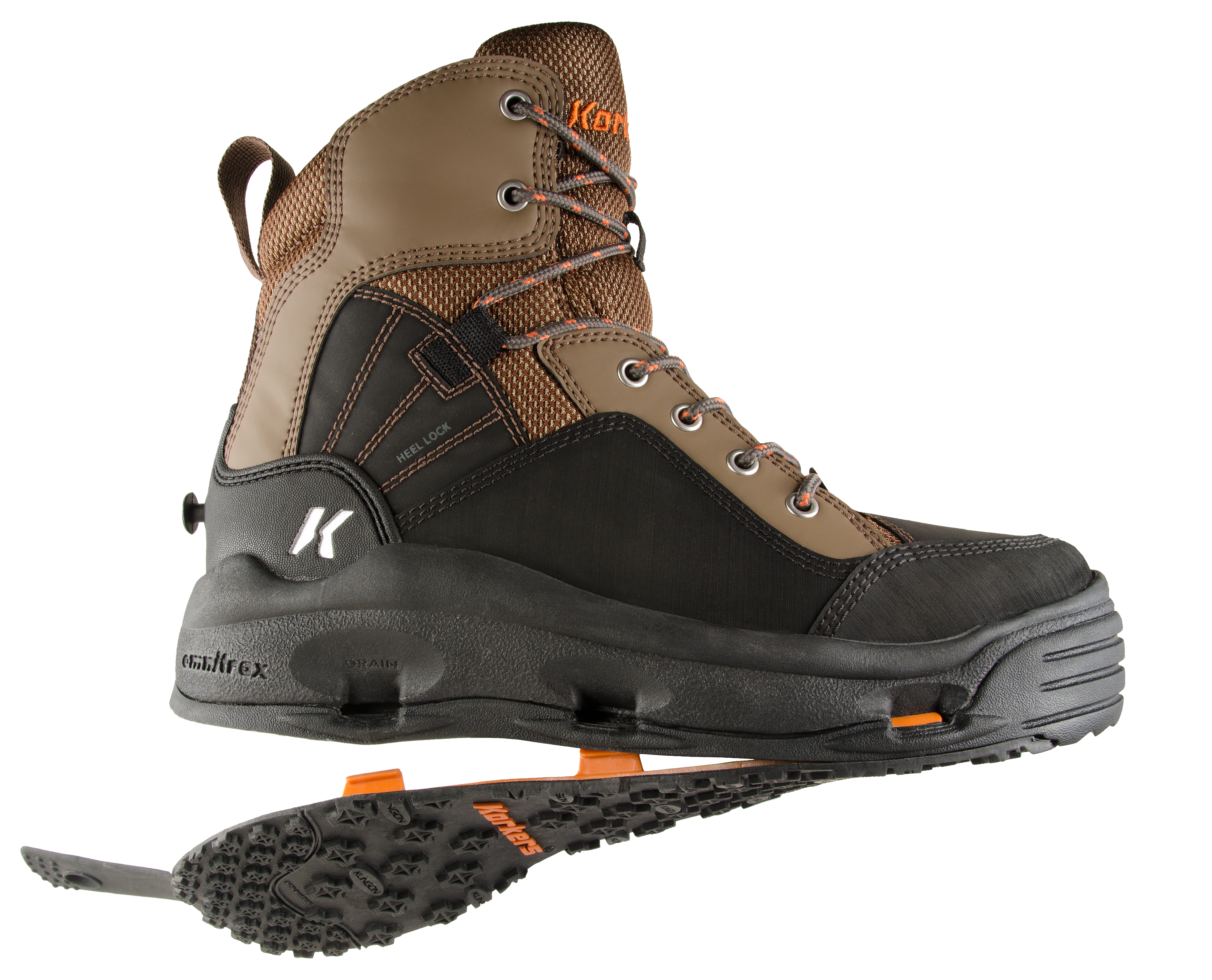 Korkers BuckSkin Felt/Kling-On Wading Boots for Men - Chocolate Chip/Black 