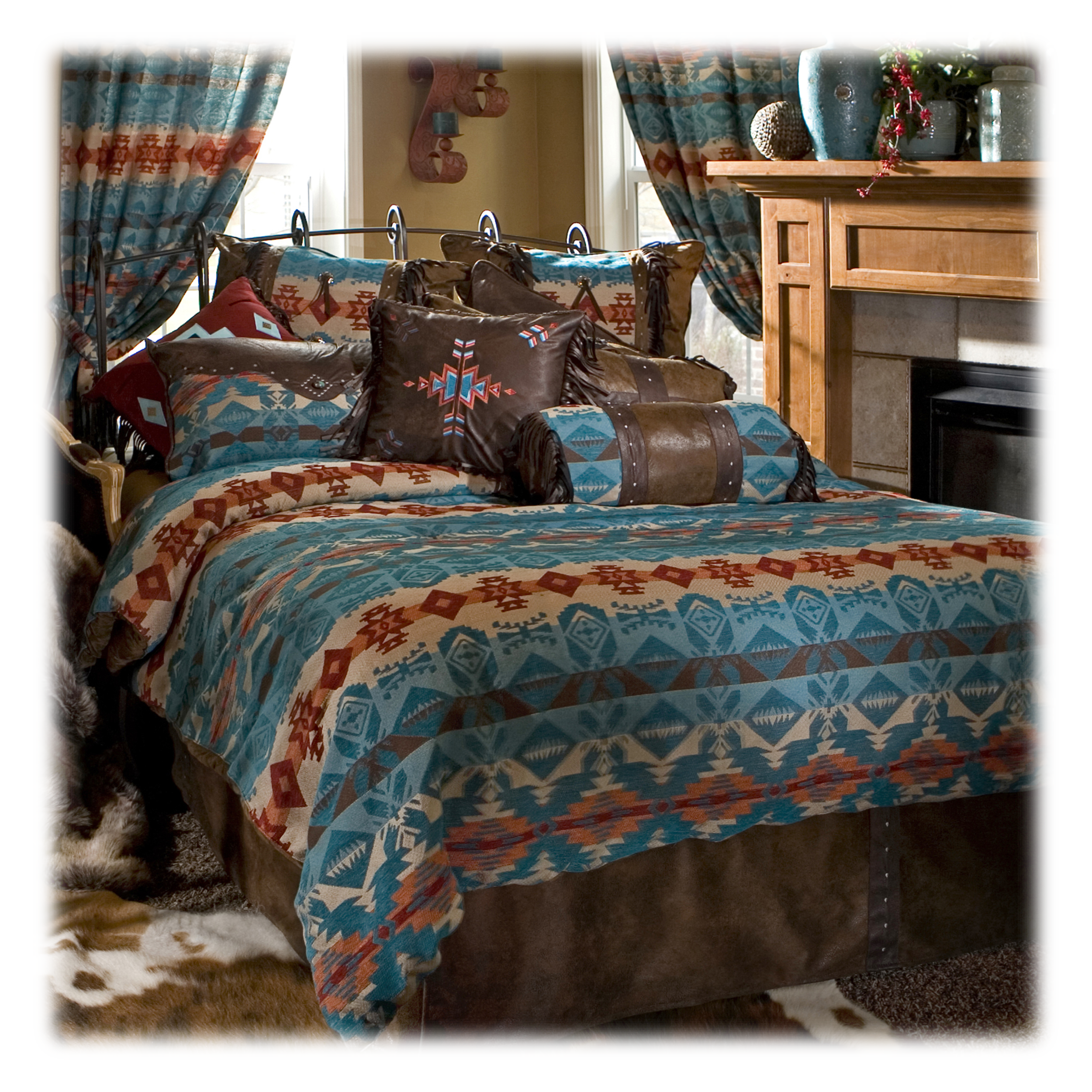 Turquoise Chamarro Bedding Collection - Comforter Set - 5 piece Bed Set - K