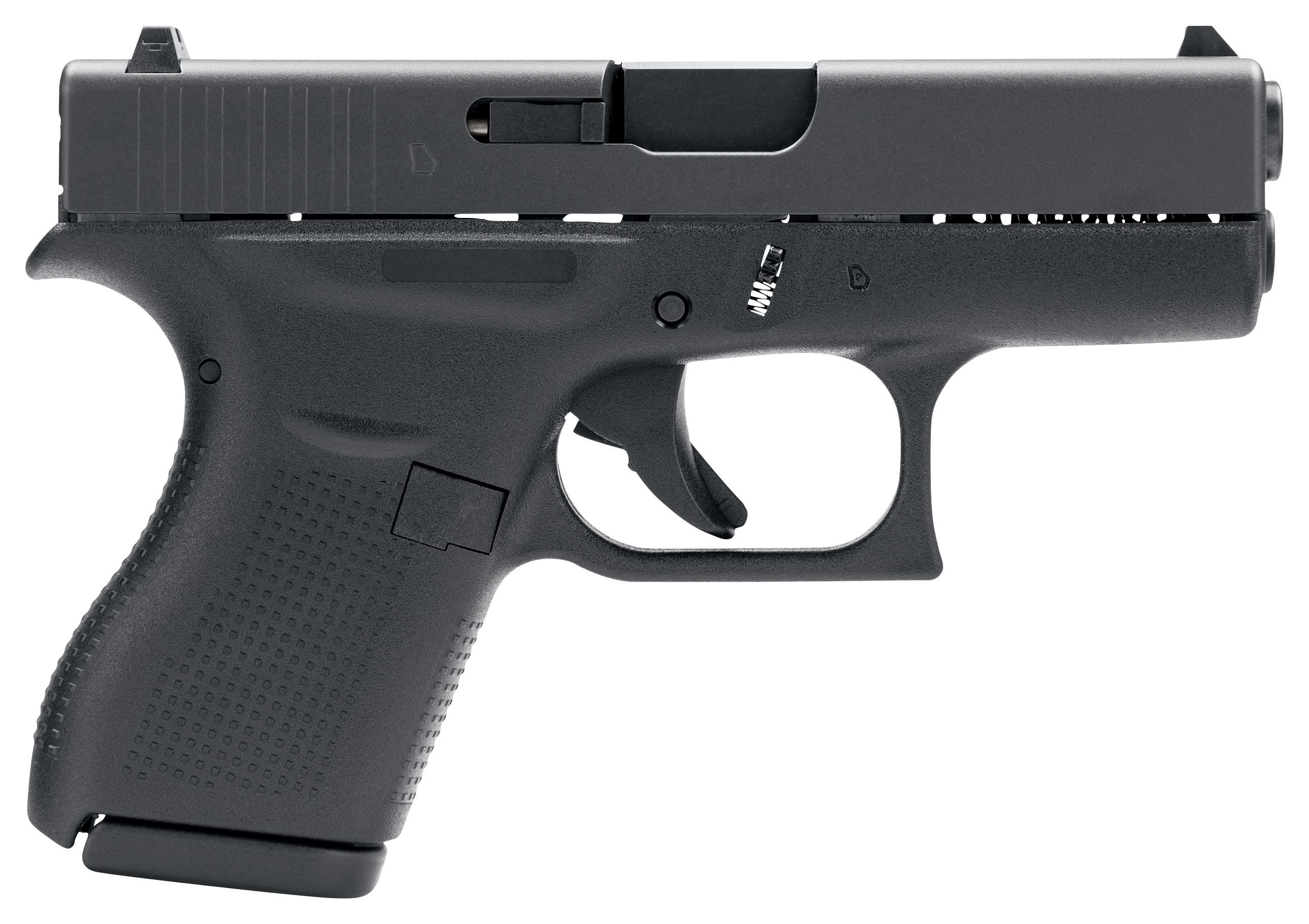GLOCK 42 SemiAuto Pistol  380 ACP  Black nDLC  Black Polymer GripFrame
