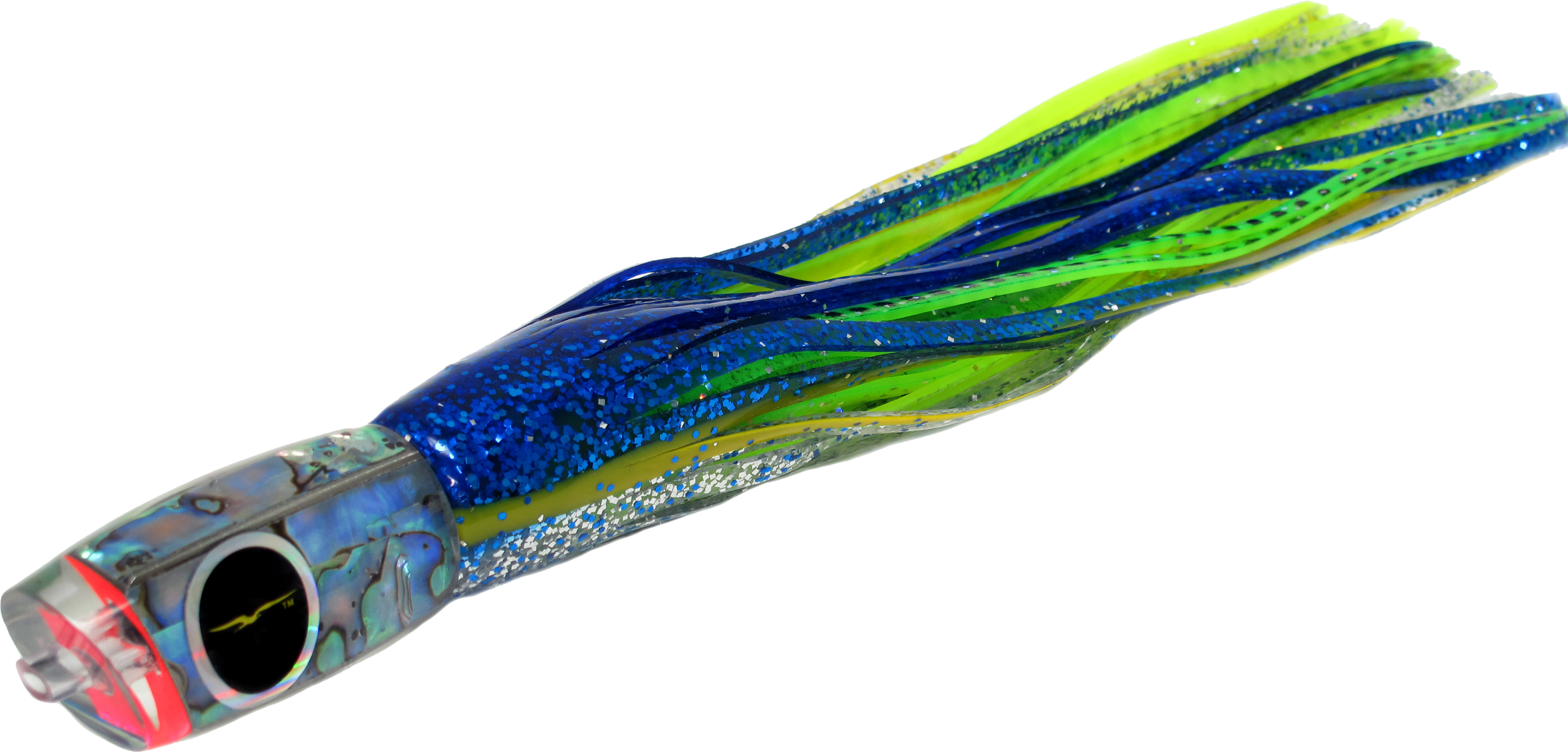 Image of Black Bart 1656 Angled Nose Squid - 12″ - Blue Yellow Green Chartreuse