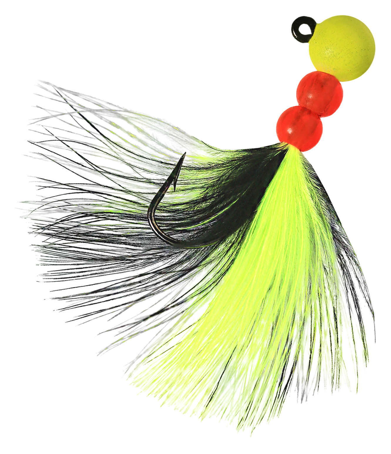 Image of Hawken Fishing Beau Mac Pro Series Steelhead Marabou Bead Jig - Yellow Chartreuse/Black-Chartreuse - 1″