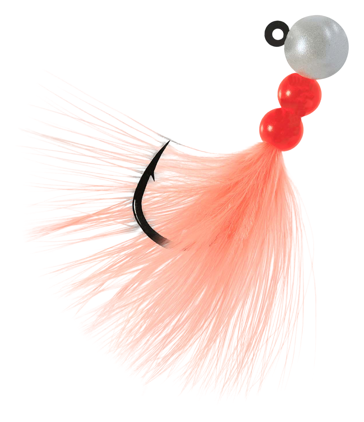 Image of Hawken Fishing Beau Mac Pro Series Steelhead Marabou Bead Jig - Pearl White/Peach - 1″