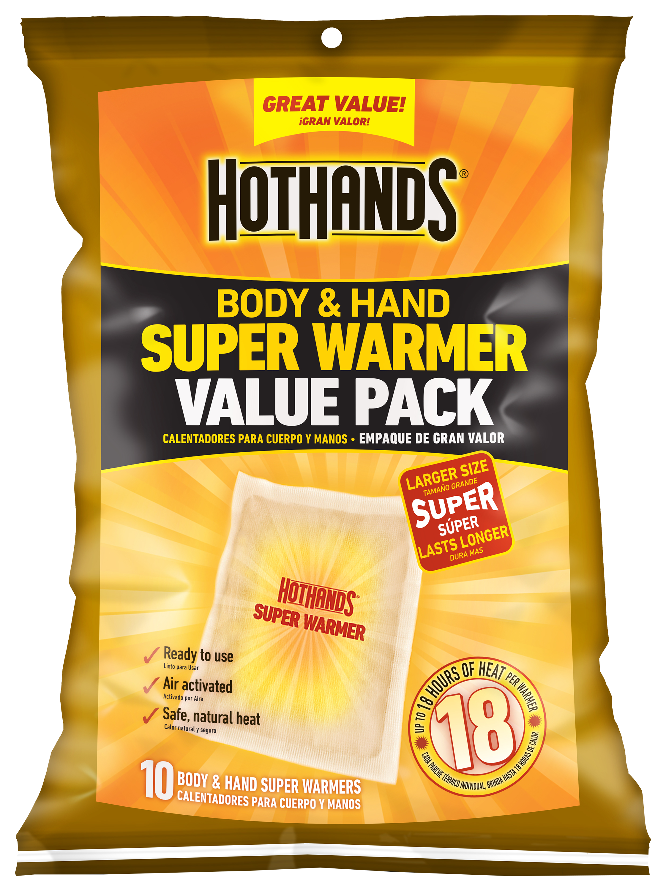 HotHands Body and Hand Super Warmer - 10 pack